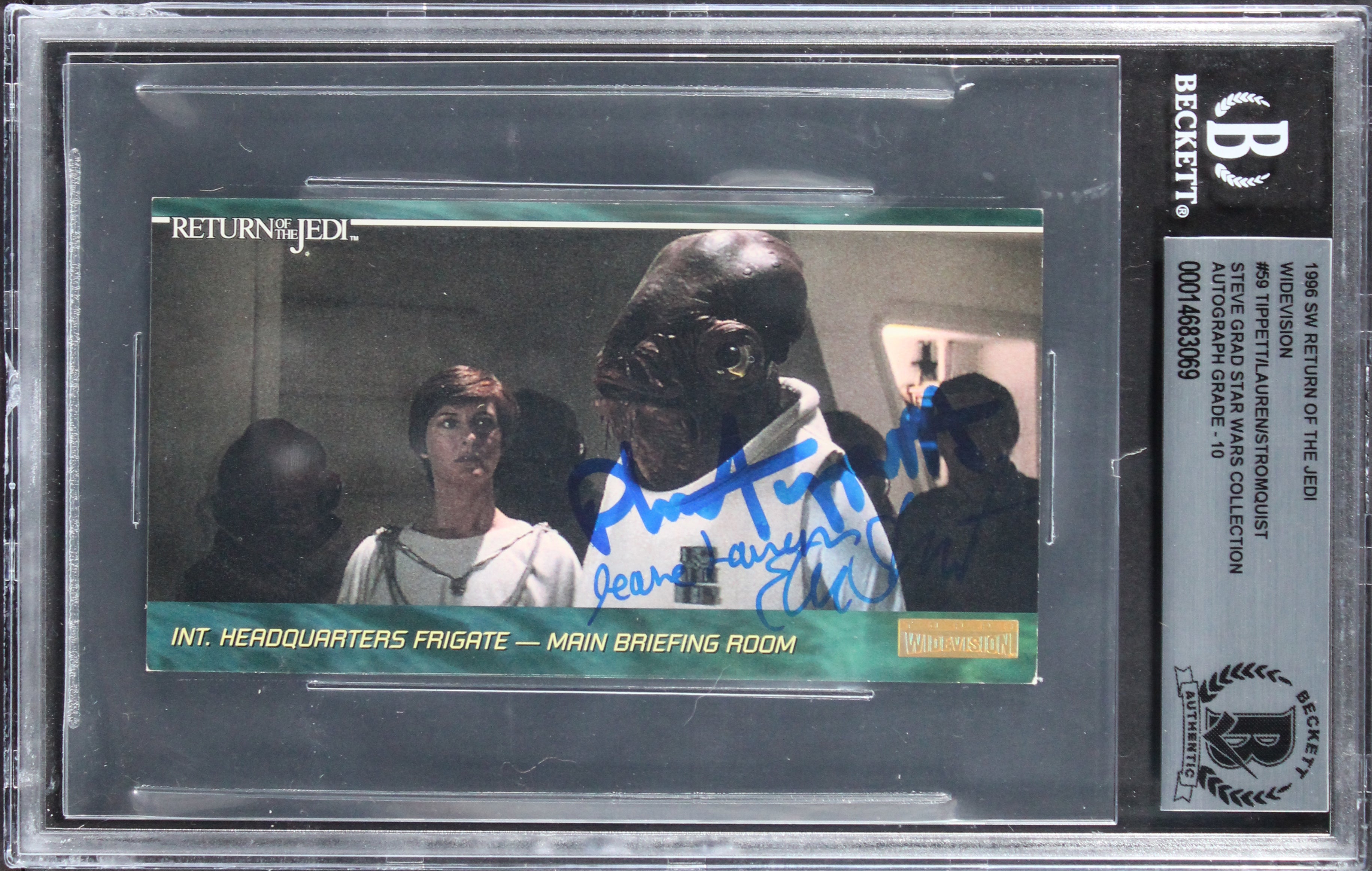 (3) Tippett +2 Signed 1995 Star Wars ROTJ Widevision #59 Card Auto 10! BAS Slab