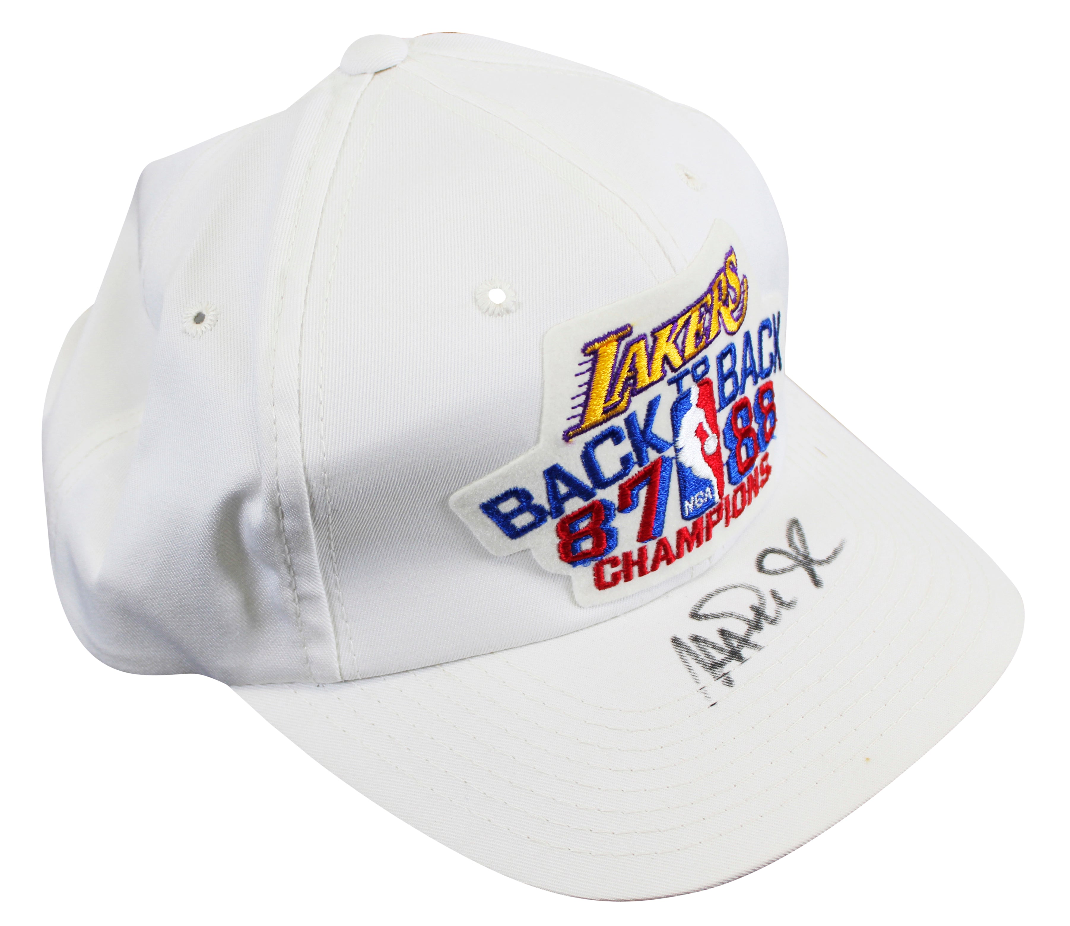 Lakers Magic Johnson Signed 1987-1988 NBA Champions Hat BAS Witnessed #W426872