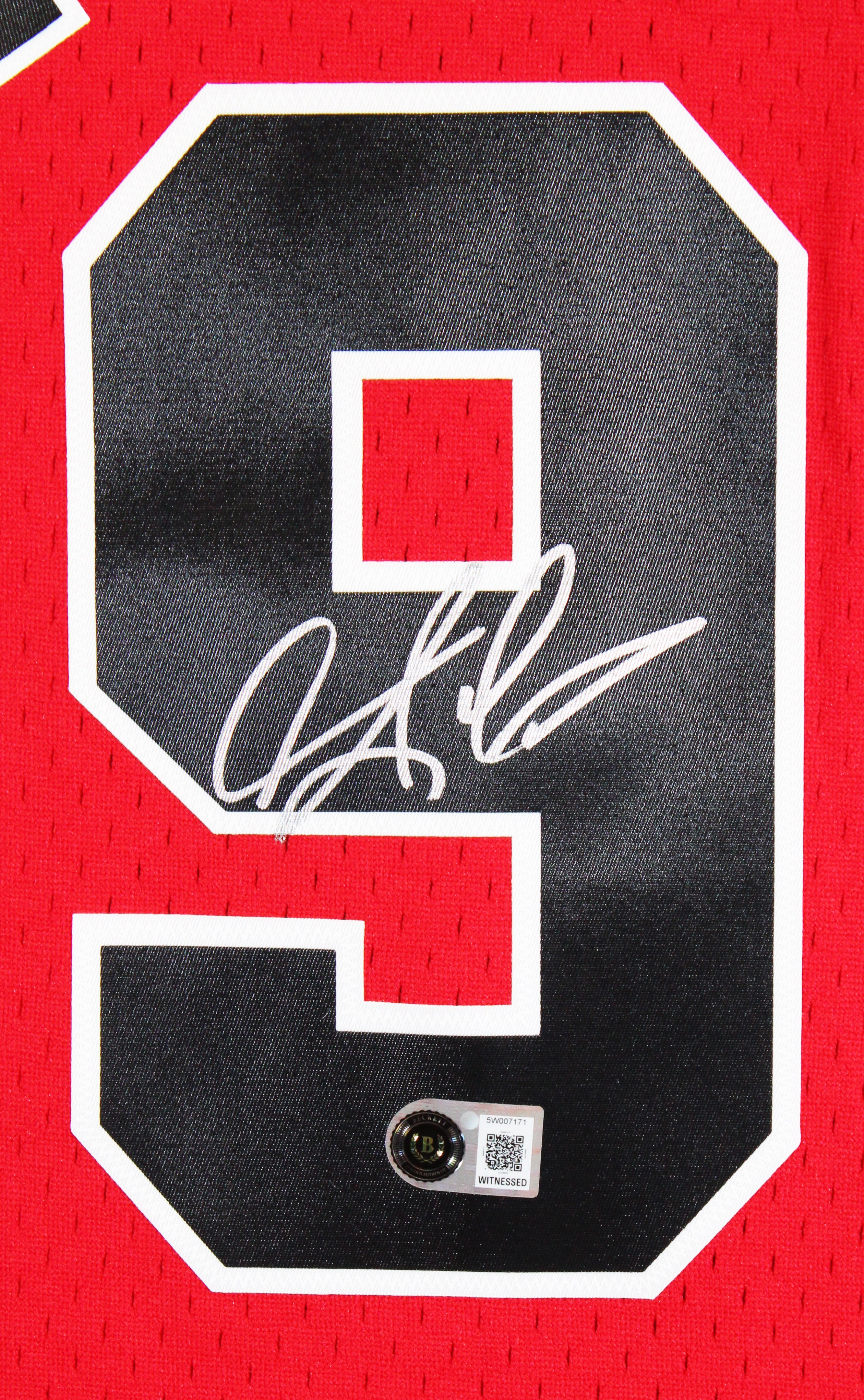 Bulls Dennis Rodman Signed Red Mitchell & Ness HWC Swingman Jersey BAS Witnessed