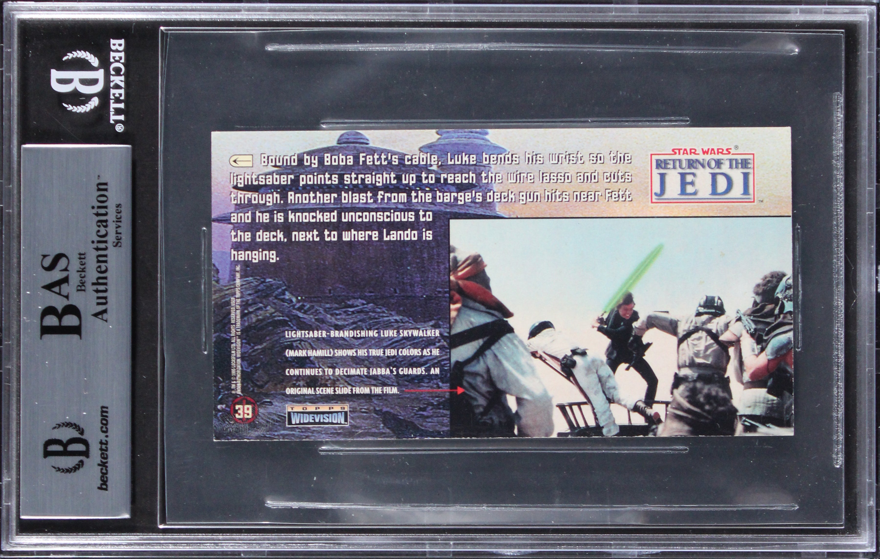 (3) Holt, Horrigan +1 Signed 1996 Star Wars ROTJ Widevision #39 Card BAS Slabbed
