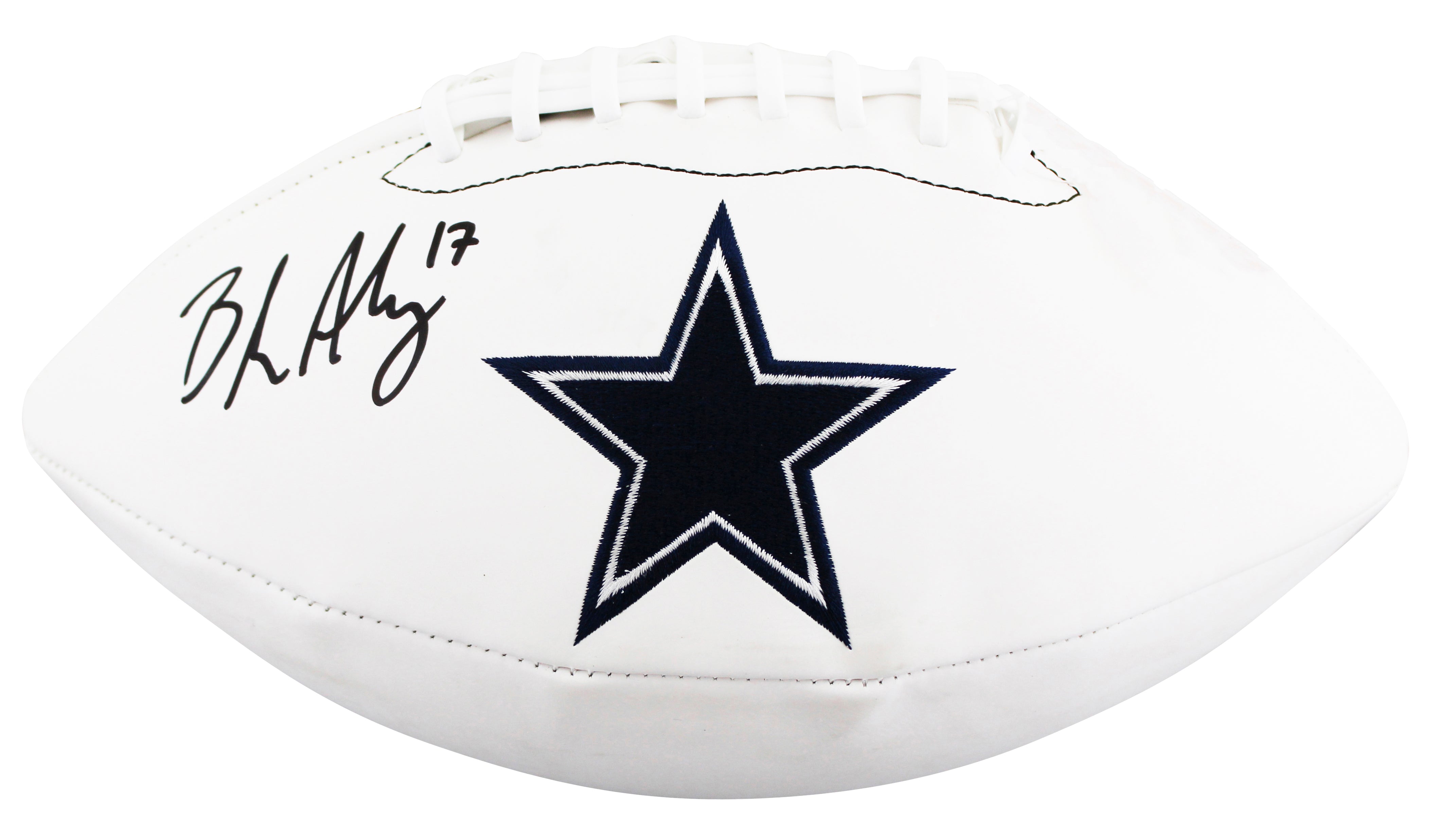 Cowboys Brandon Aubrey Signed Wilson White Panel Logo Football BAS Witnessed