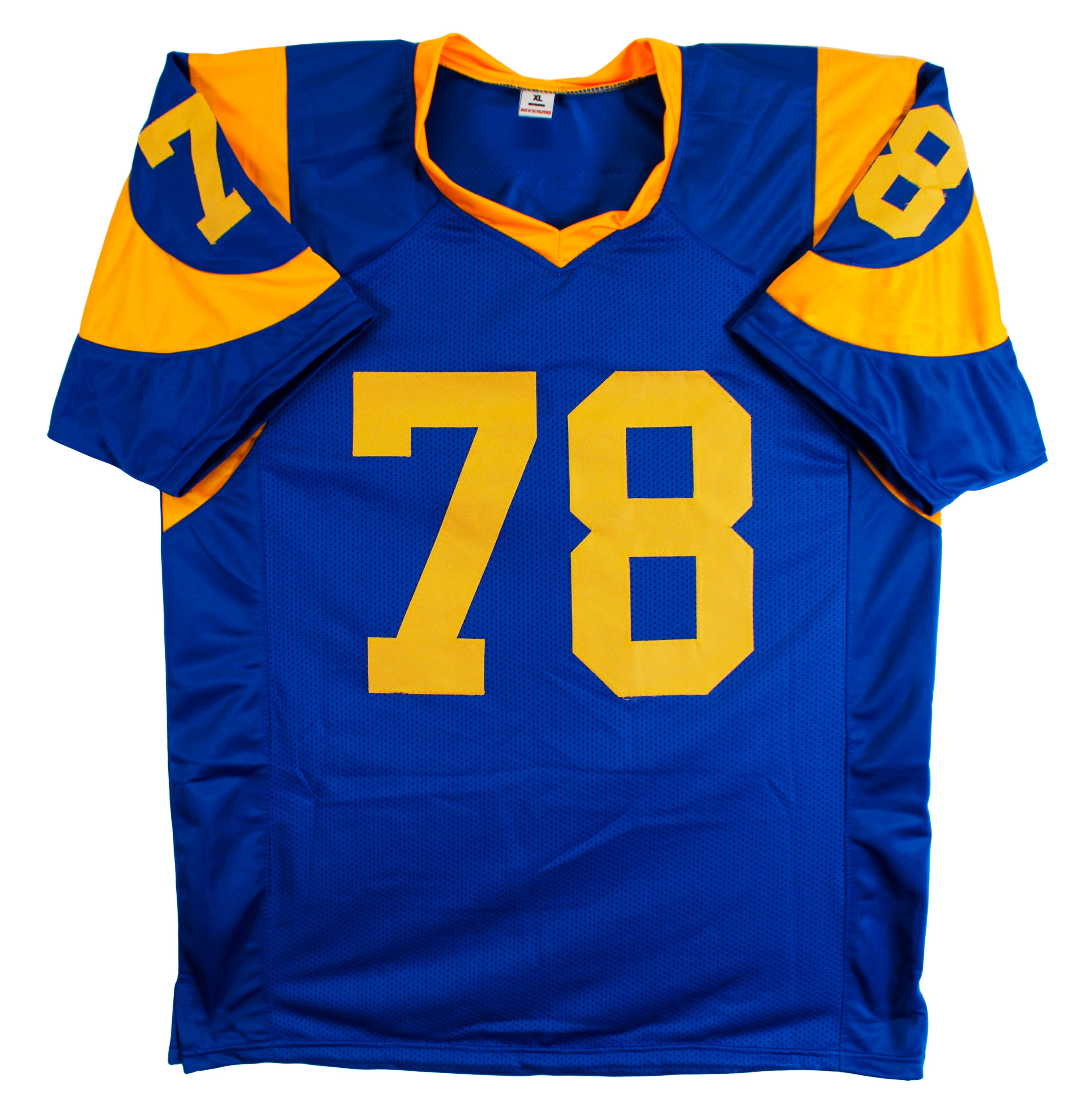 Jackie Slater "Big Bad Jackie" Signed Blue TB Pro Style Jersey BAS Witnessed