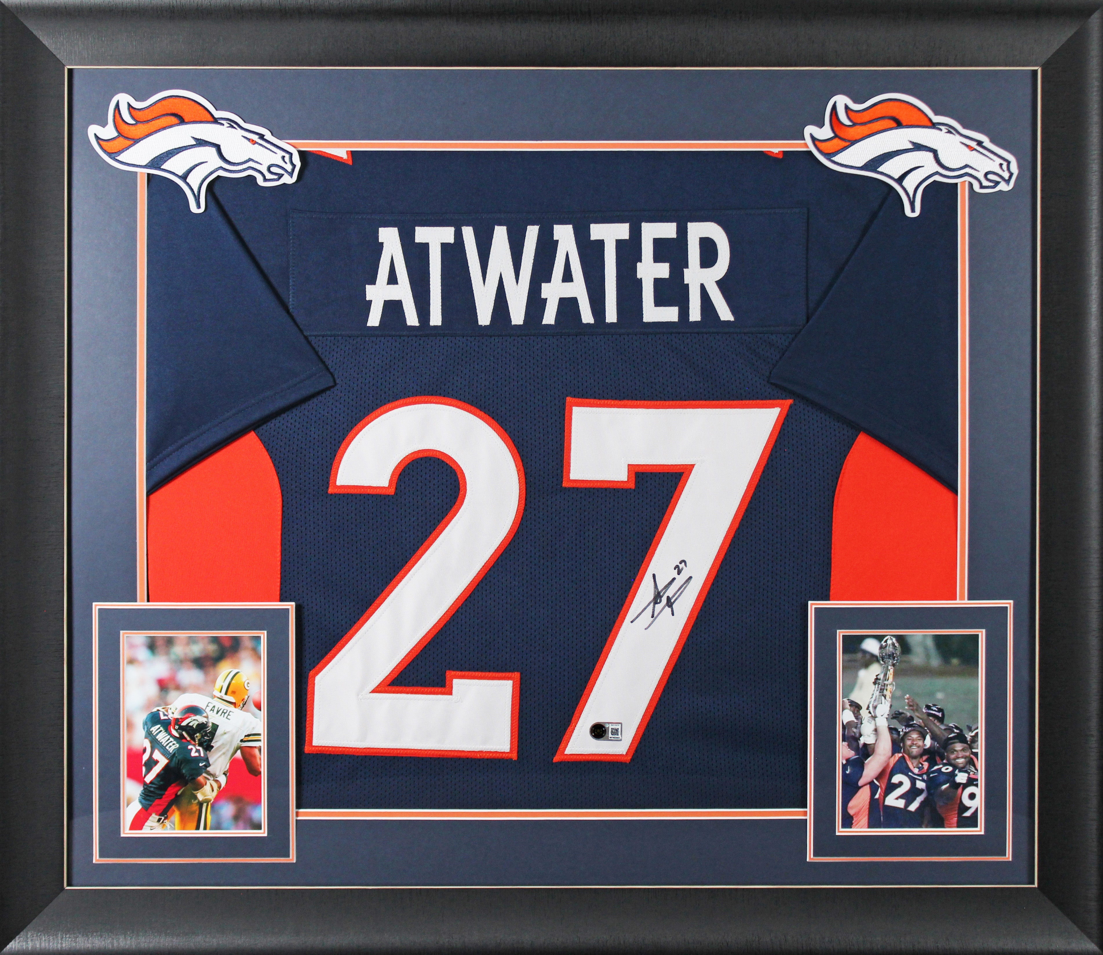 Steve Atwater Authentic Signed Navy Pro Style Framed Jersey BAS Witnessed 2