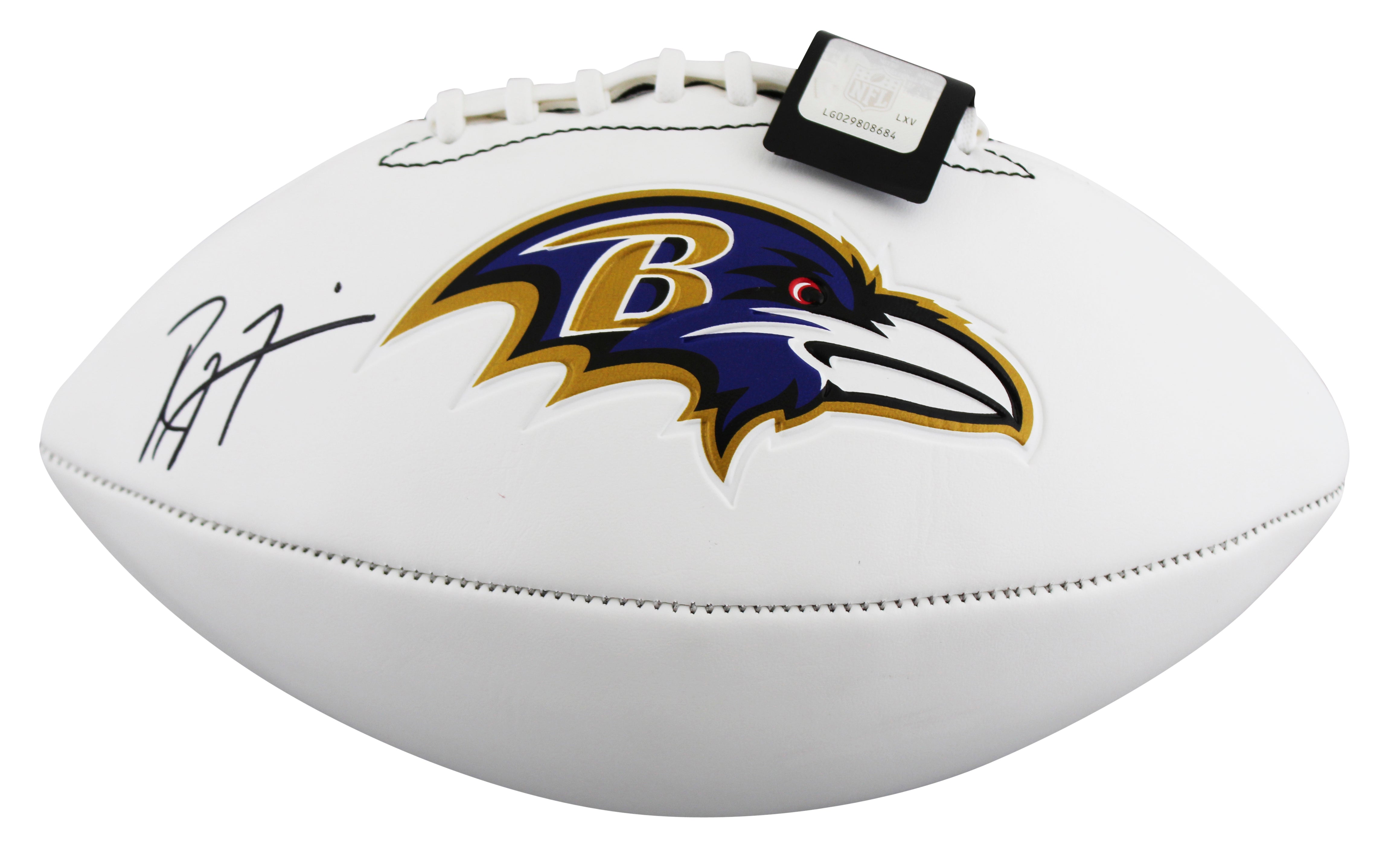Ravens Ray Lewis Signed Franklin White Panel Logo Football W/ Case BAS Witnessed