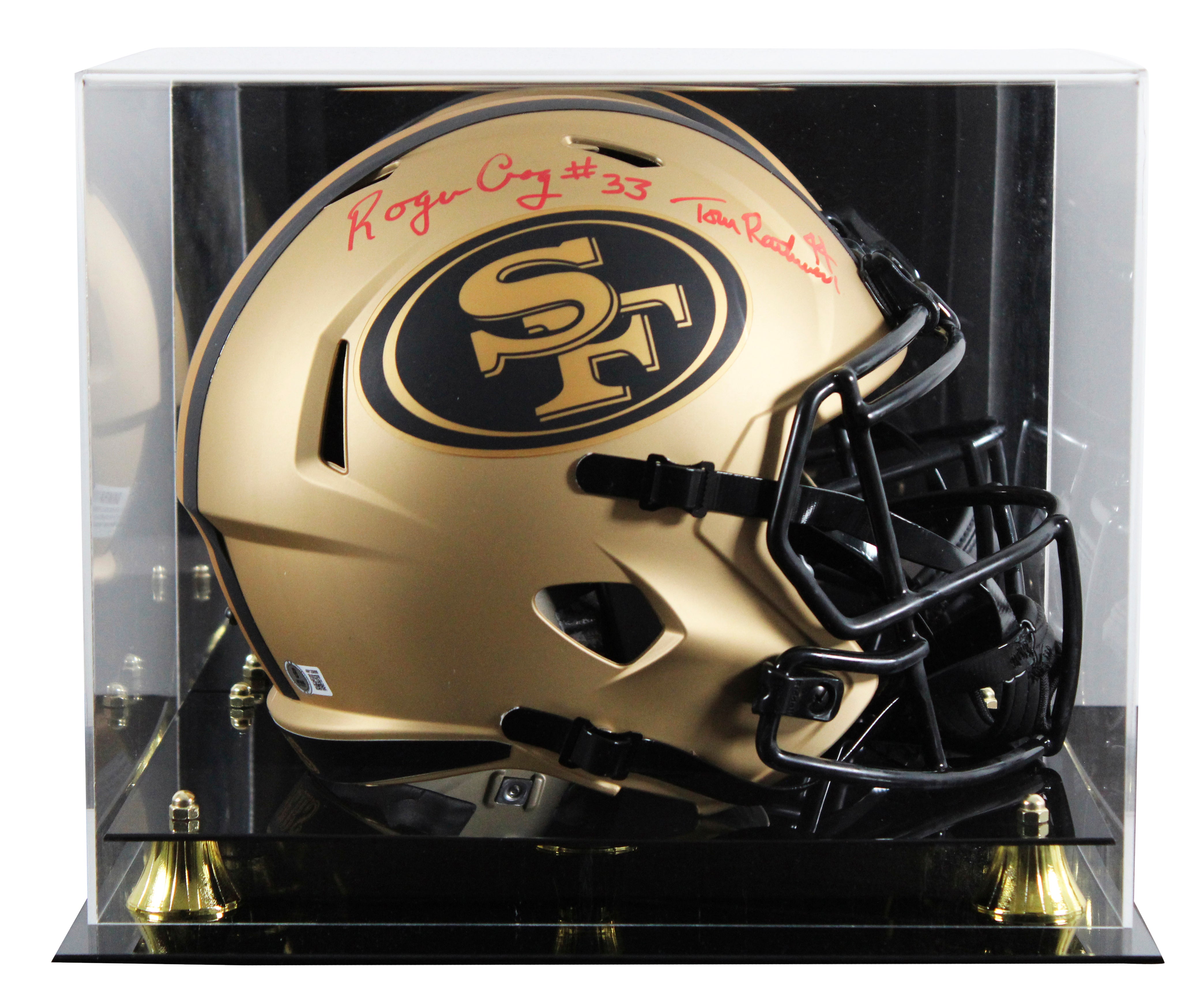 49ers Tom Rathman & Roger Craig Signed Rave F/S Speed Rep Helmet W/ Case BAS Wit
