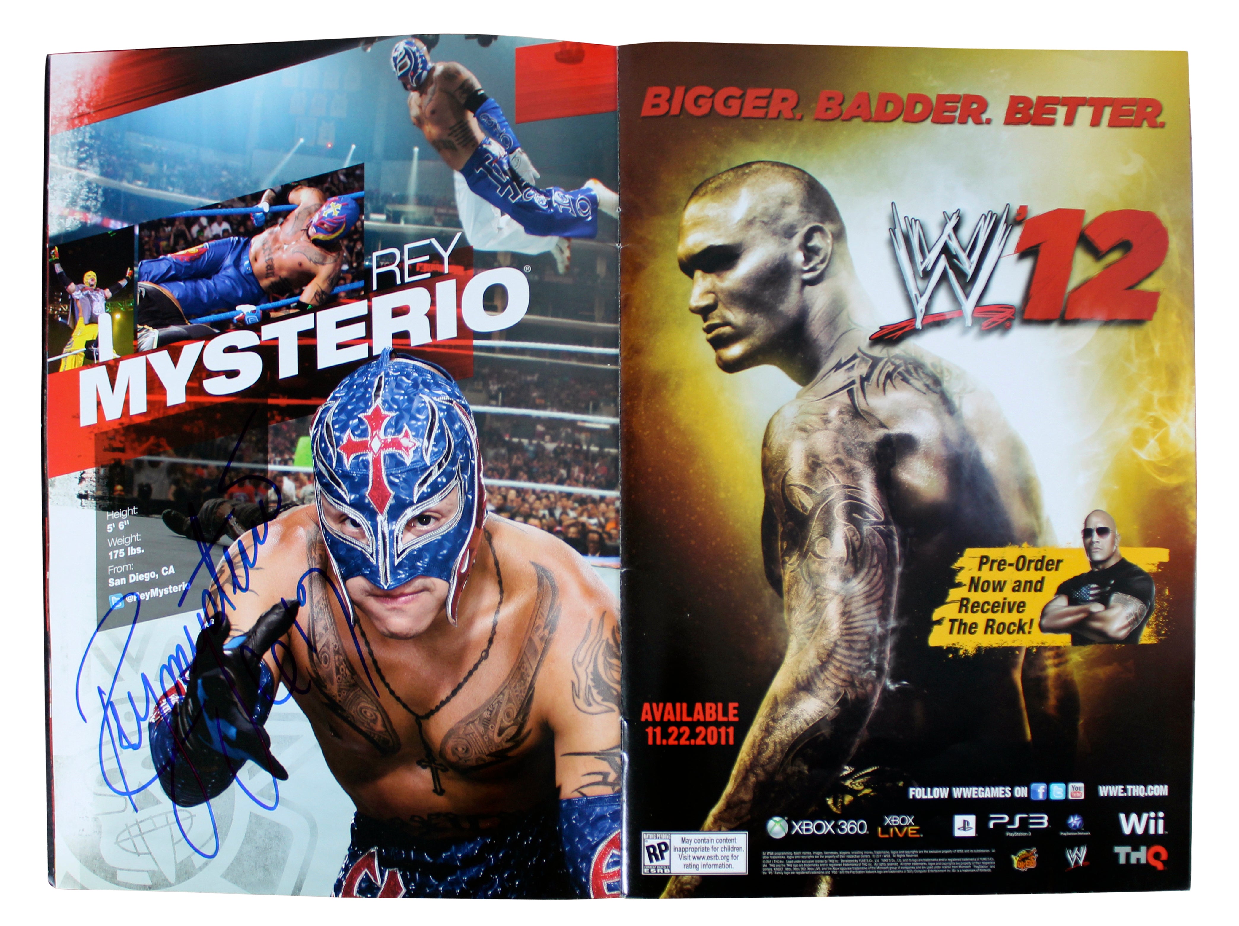 WWE Superstars (54) Rhodes, Kane, Sheamus, Mysterio Signed Official Program BAS