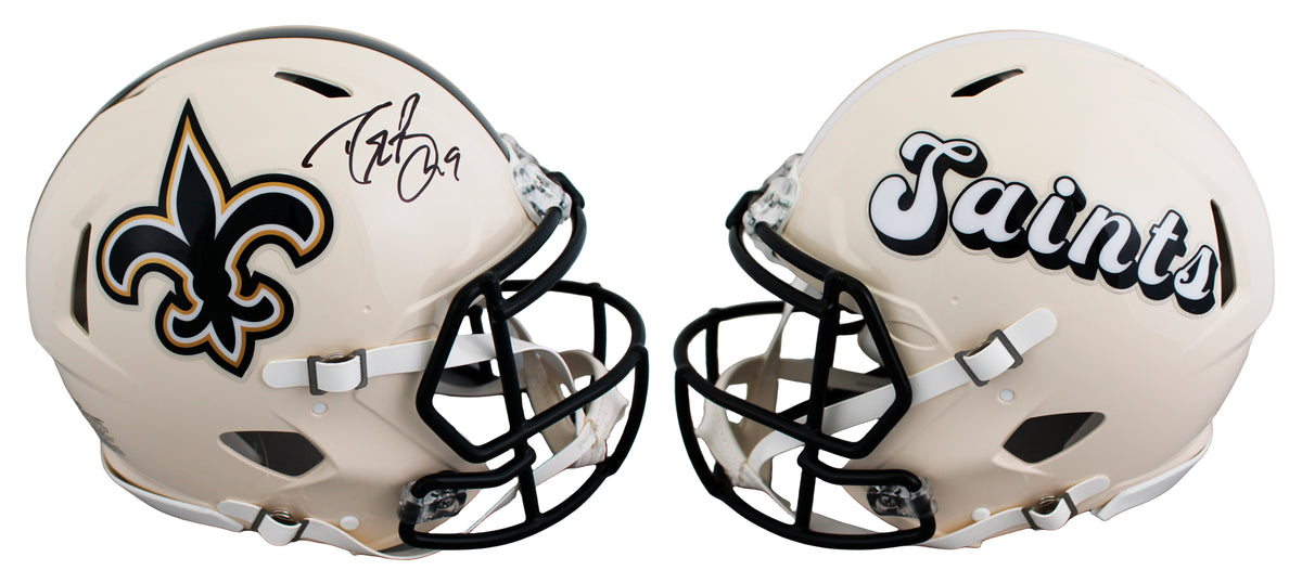Saints Drew Brees Signed Retro Full Size Speed Proline Helmet W/ Case BAS Wit