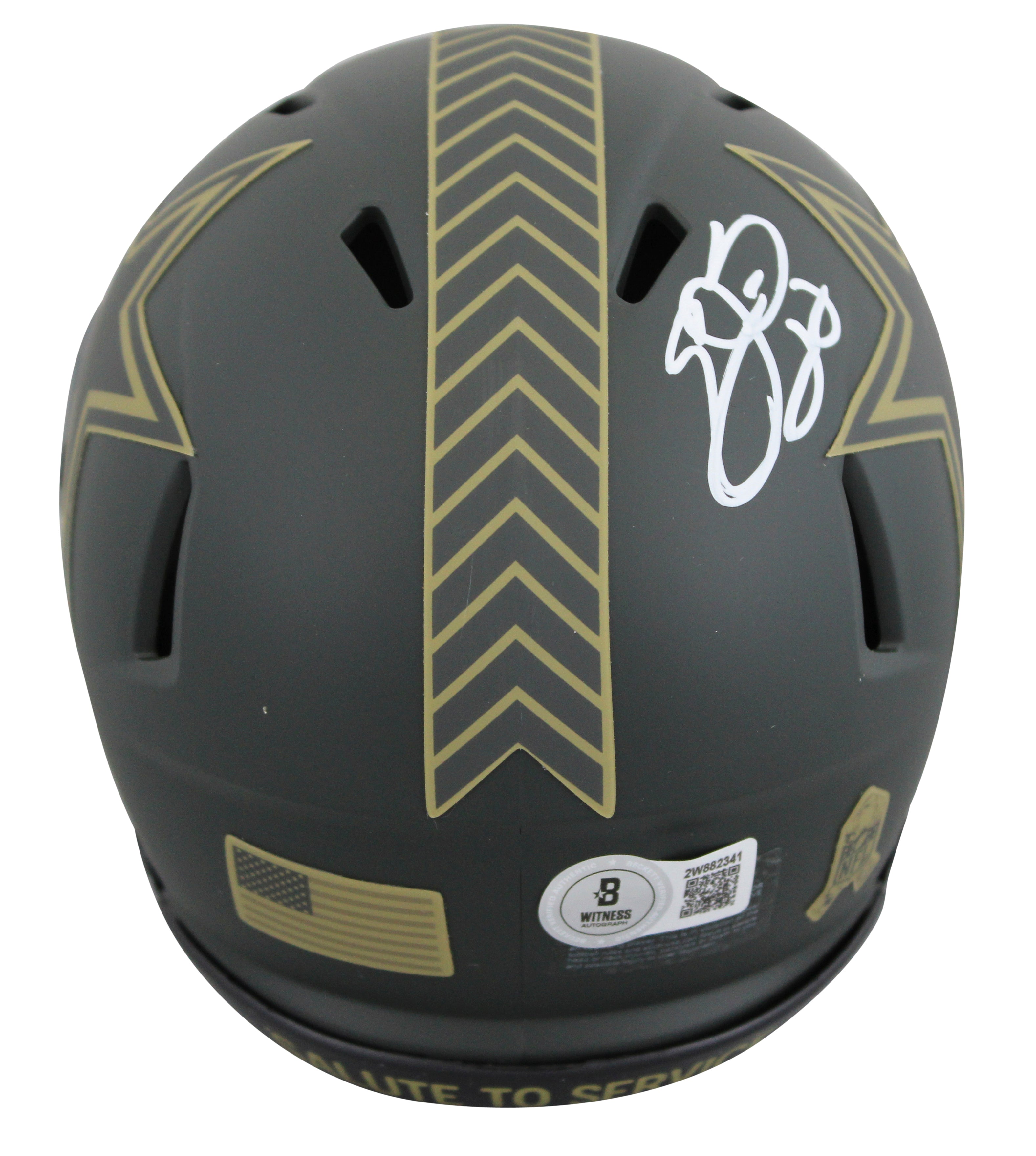 Cowboys Emmitt Smith Signed Salute To Service IV Speed Mini Helmet W/ Case BAS W