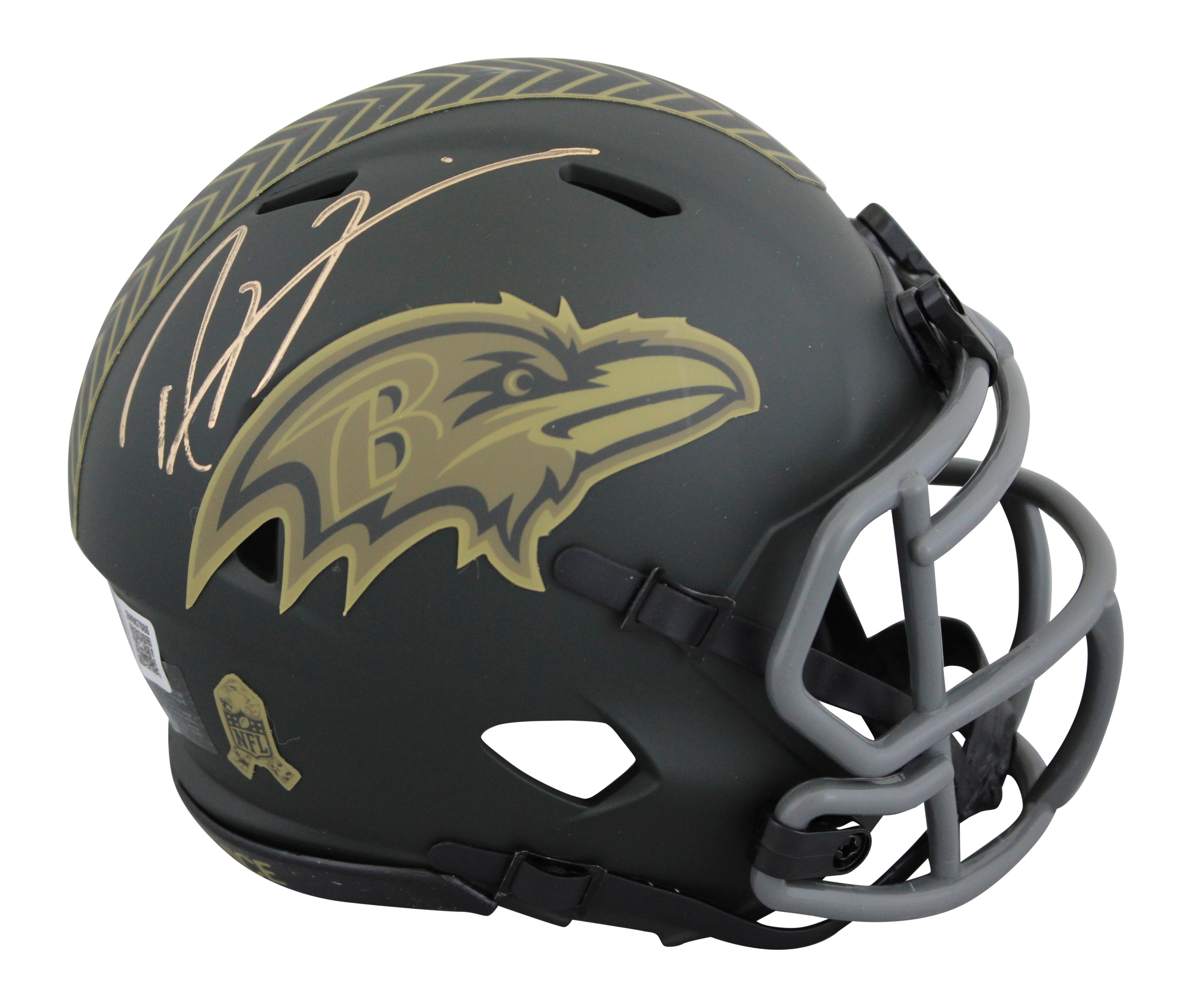 Ravens Ray Lewis Signed  Salute To Service IV Speed Mini Helmet W/ Case BAS Wit