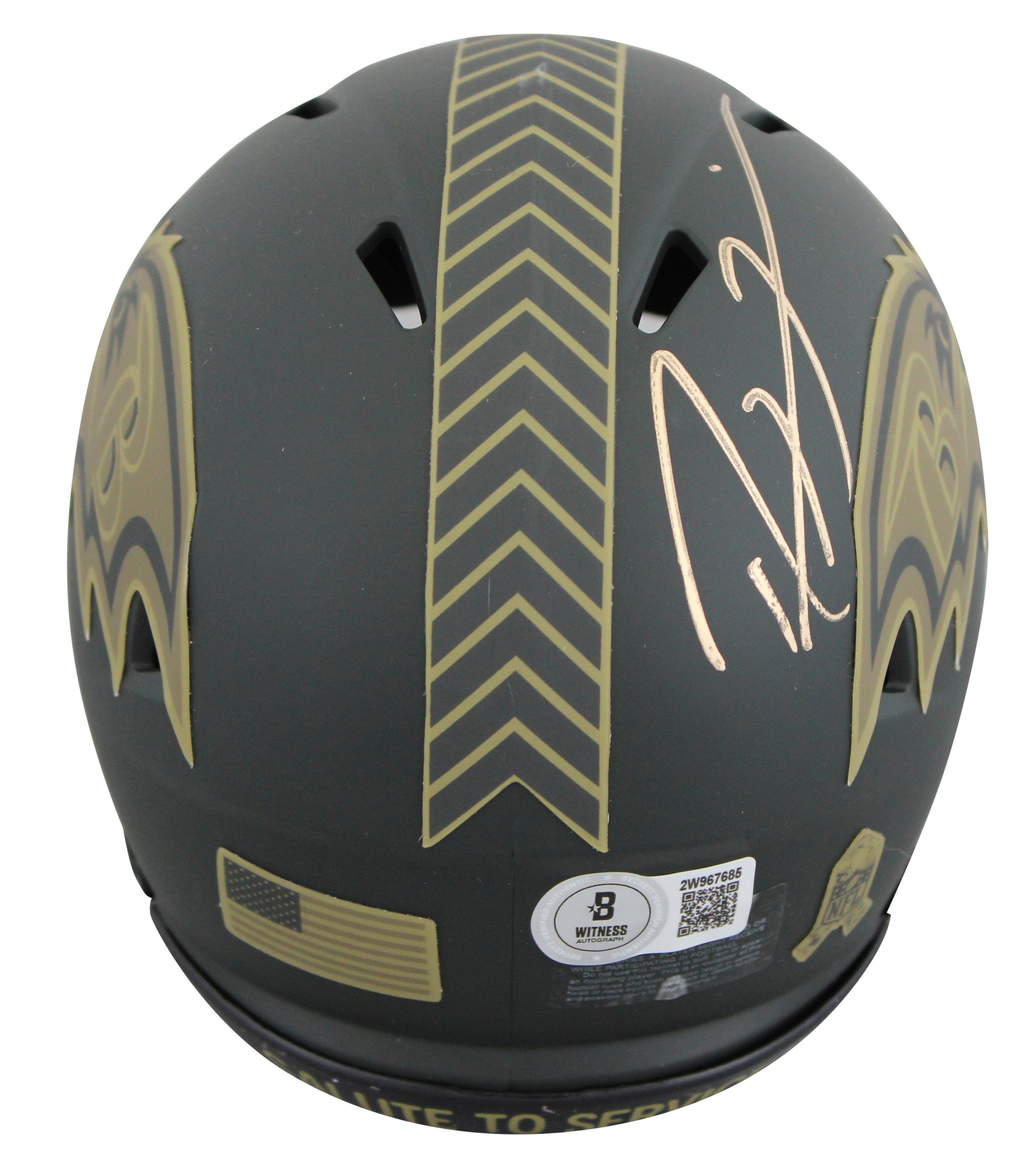 Ravens Ray Lewis Signed Salute To Service IV Speed Mini Helmet BAS Witnessed