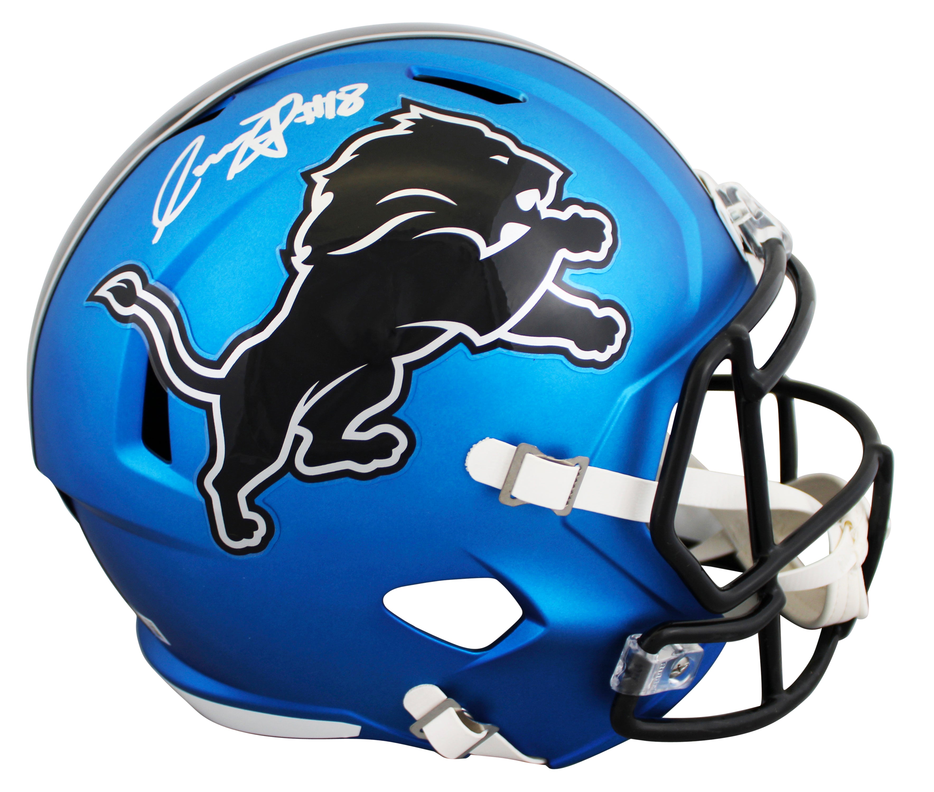 Lions Isaac TeSlaa Signed 2024 On Field Alt F/S Speed Rep Helmet BAS W #4W170045