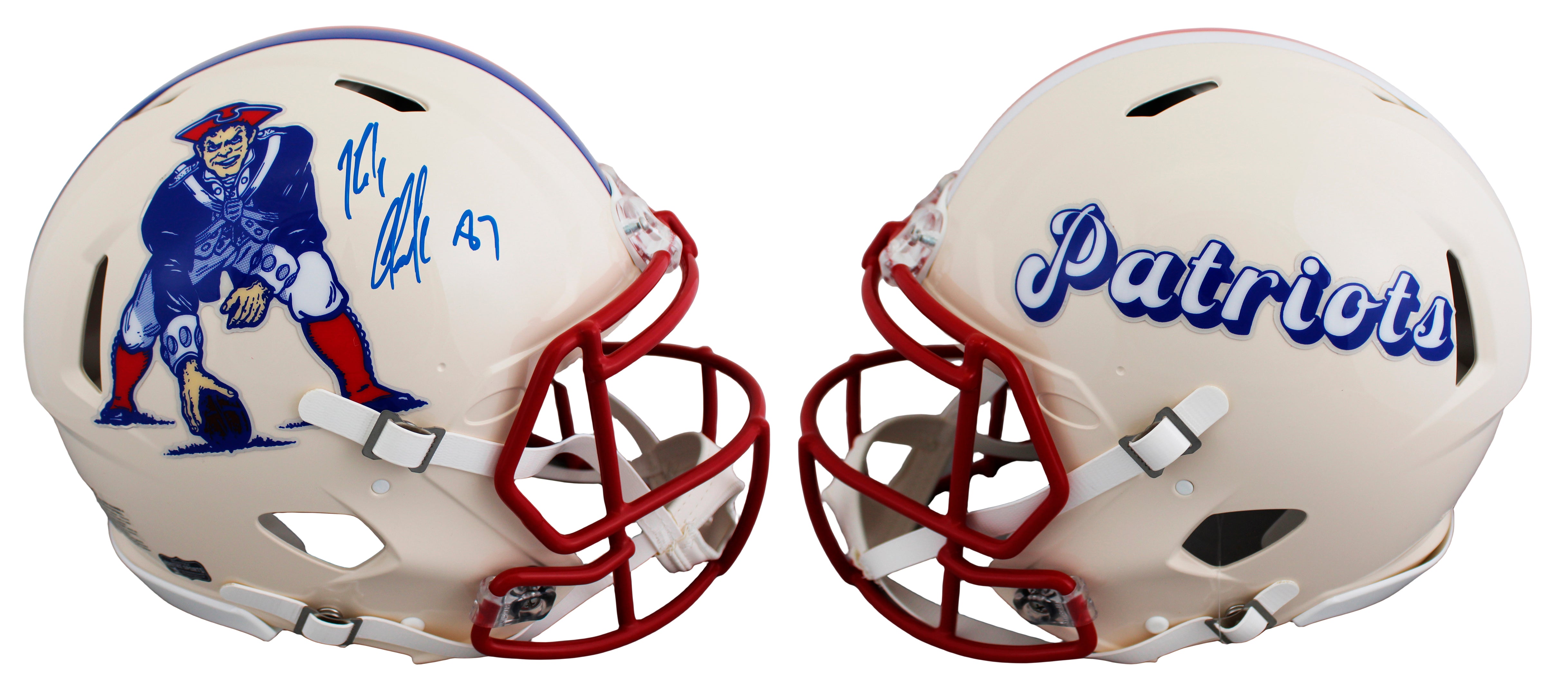 Patriots Rob Gronkowski Signed Retro F/S Speed Proline Helmet W/ Case BAS Wit