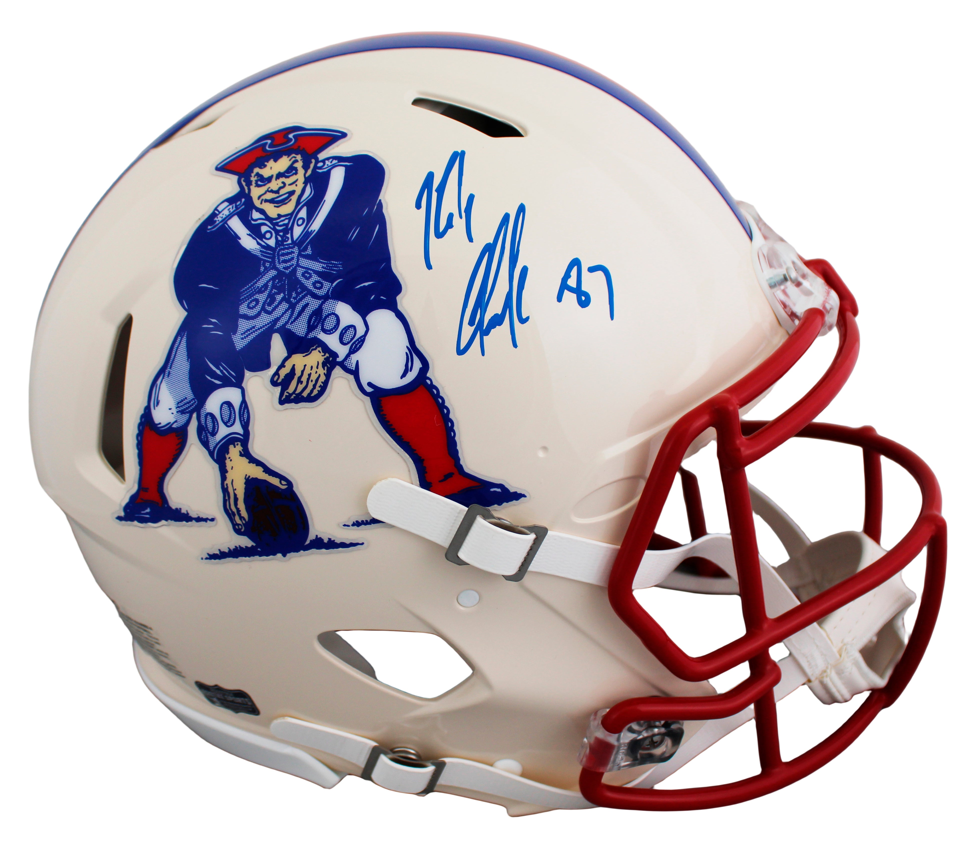 Patriots Rob Gronkowski Signed Retro Full Size Speed Proline Helmet BAS Witness