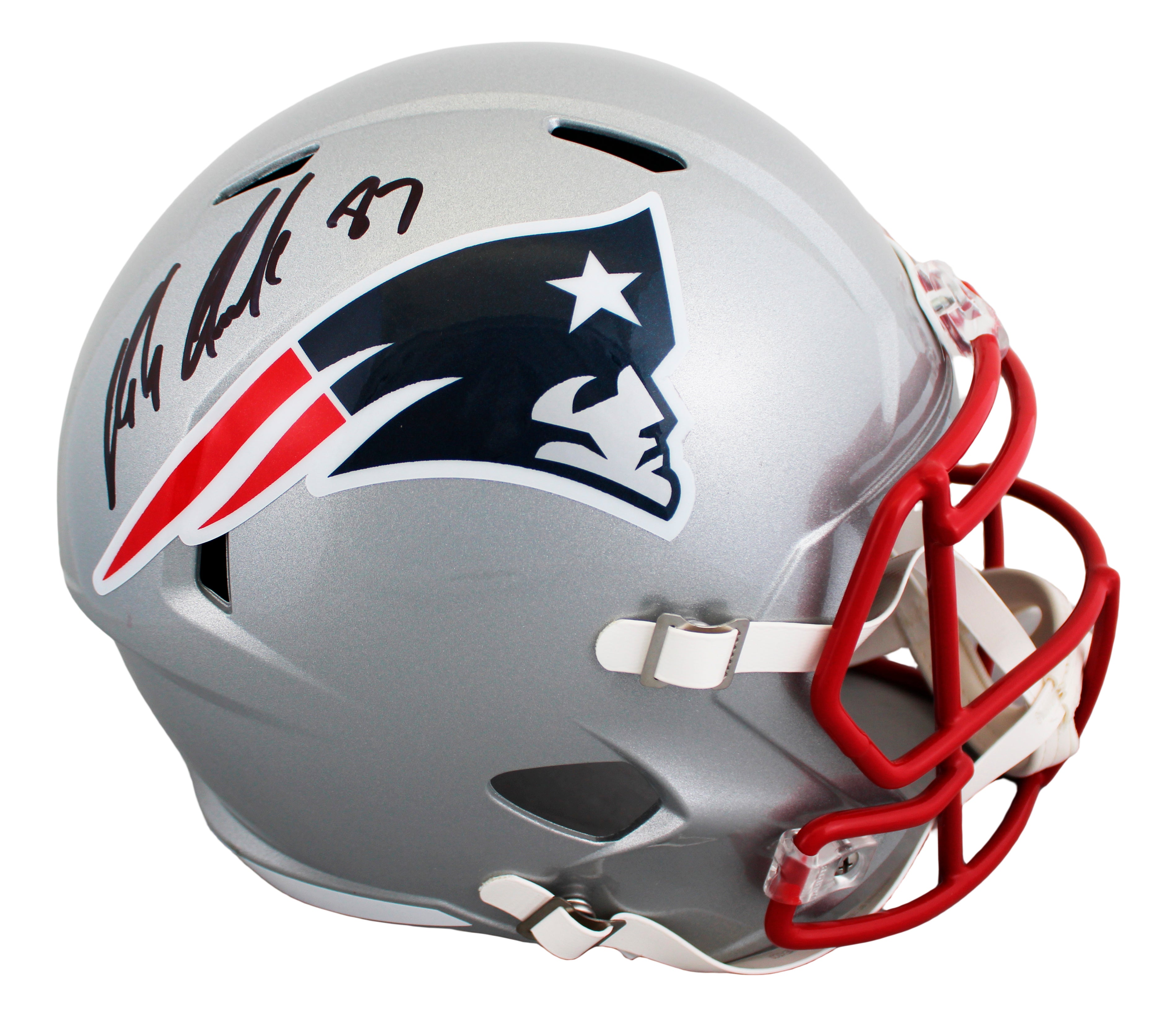 Patriots Rob Gronkowski Signed Full Size Speed Rep Helmet W/ Case BAS Witnessed