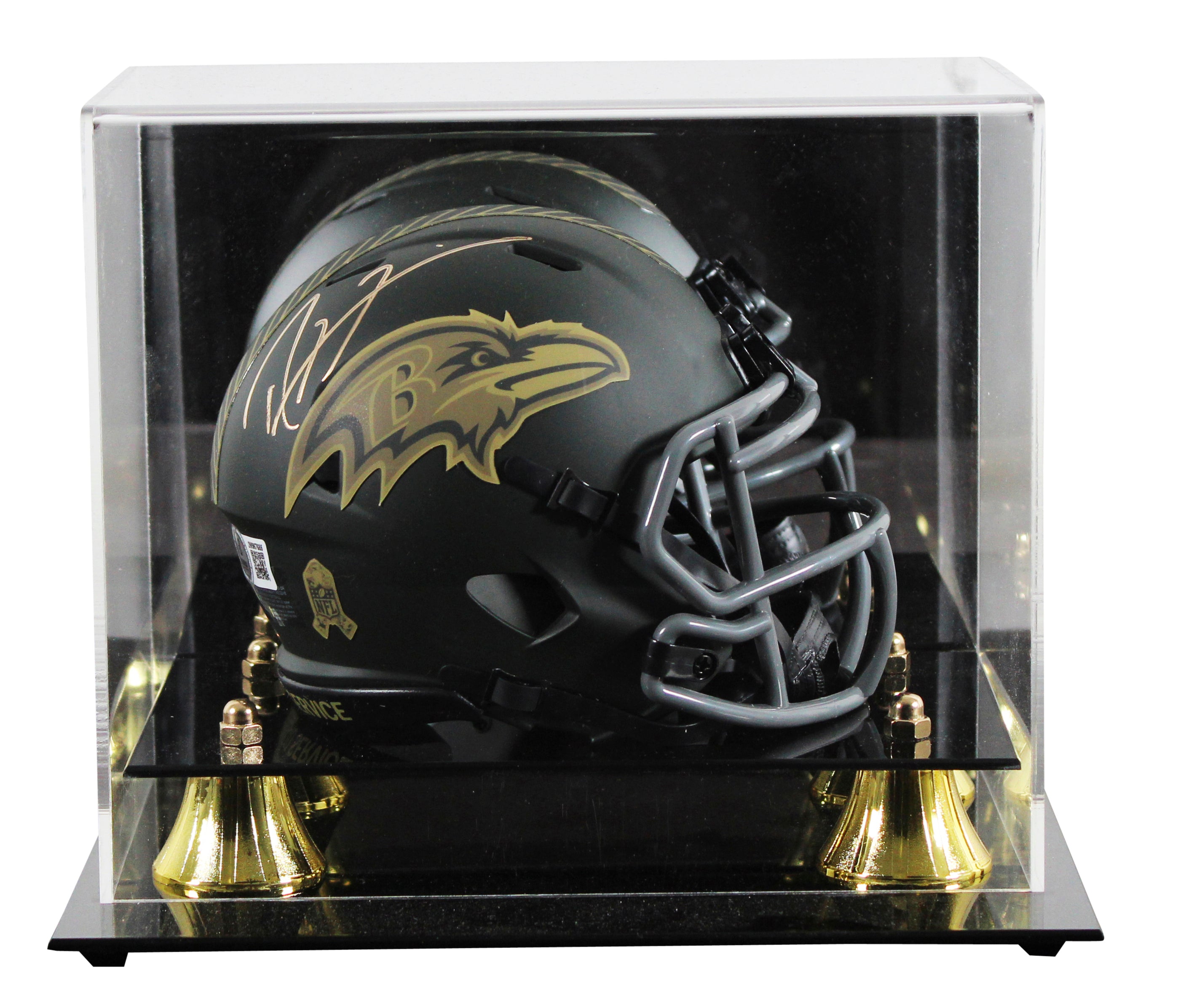 Ravens Ray Lewis Signed  Salute To Service IV Speed Mini Helmet W/ Case BAS Wit