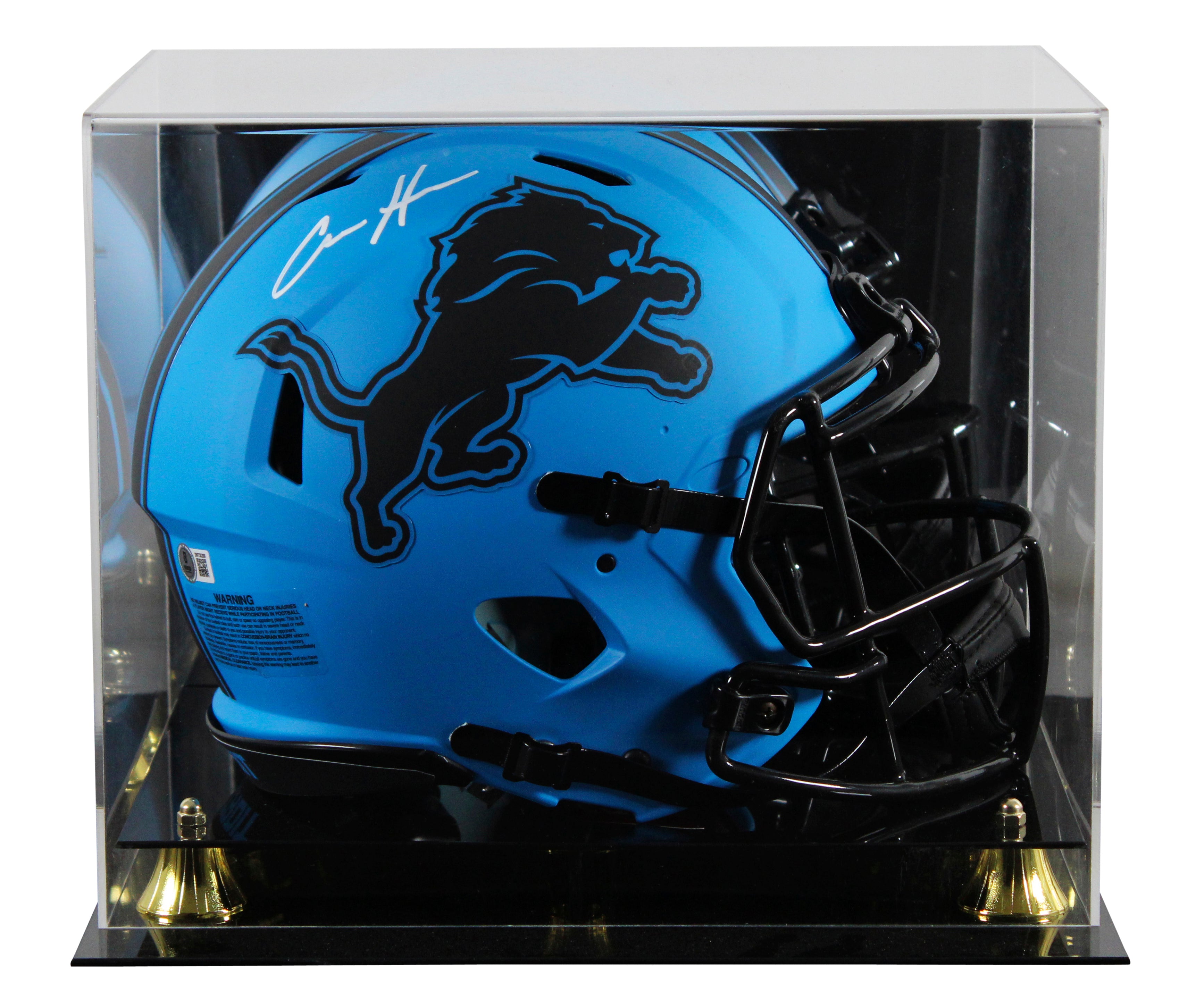 Lions Aidan Hutchinson Signed Rave Full Size Speed Proline Helmet W/ Case BAS W