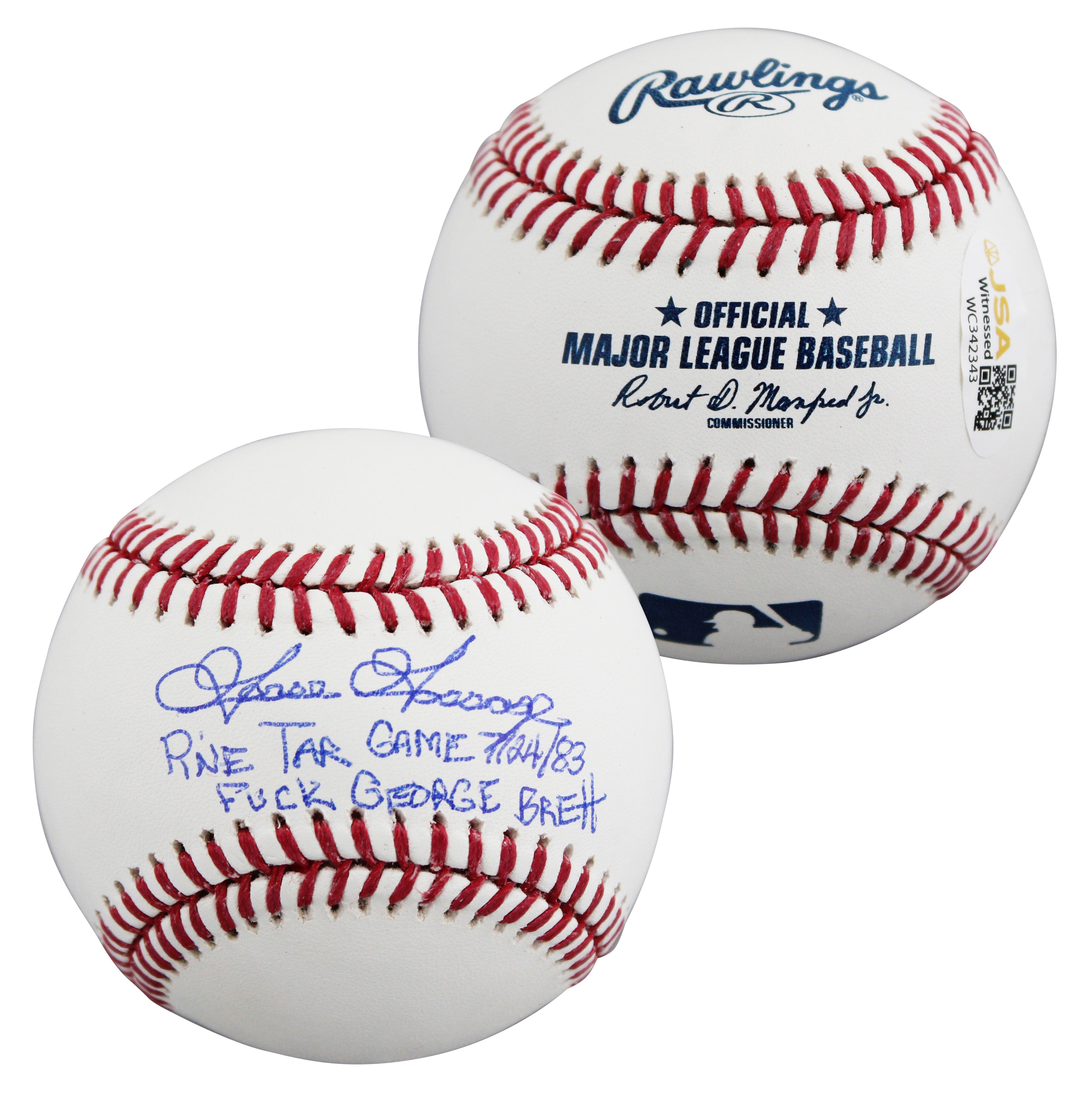 Yankees Goose Gossage "2x Insc" Authentic Signed Baseball W/ Case JSA Witness