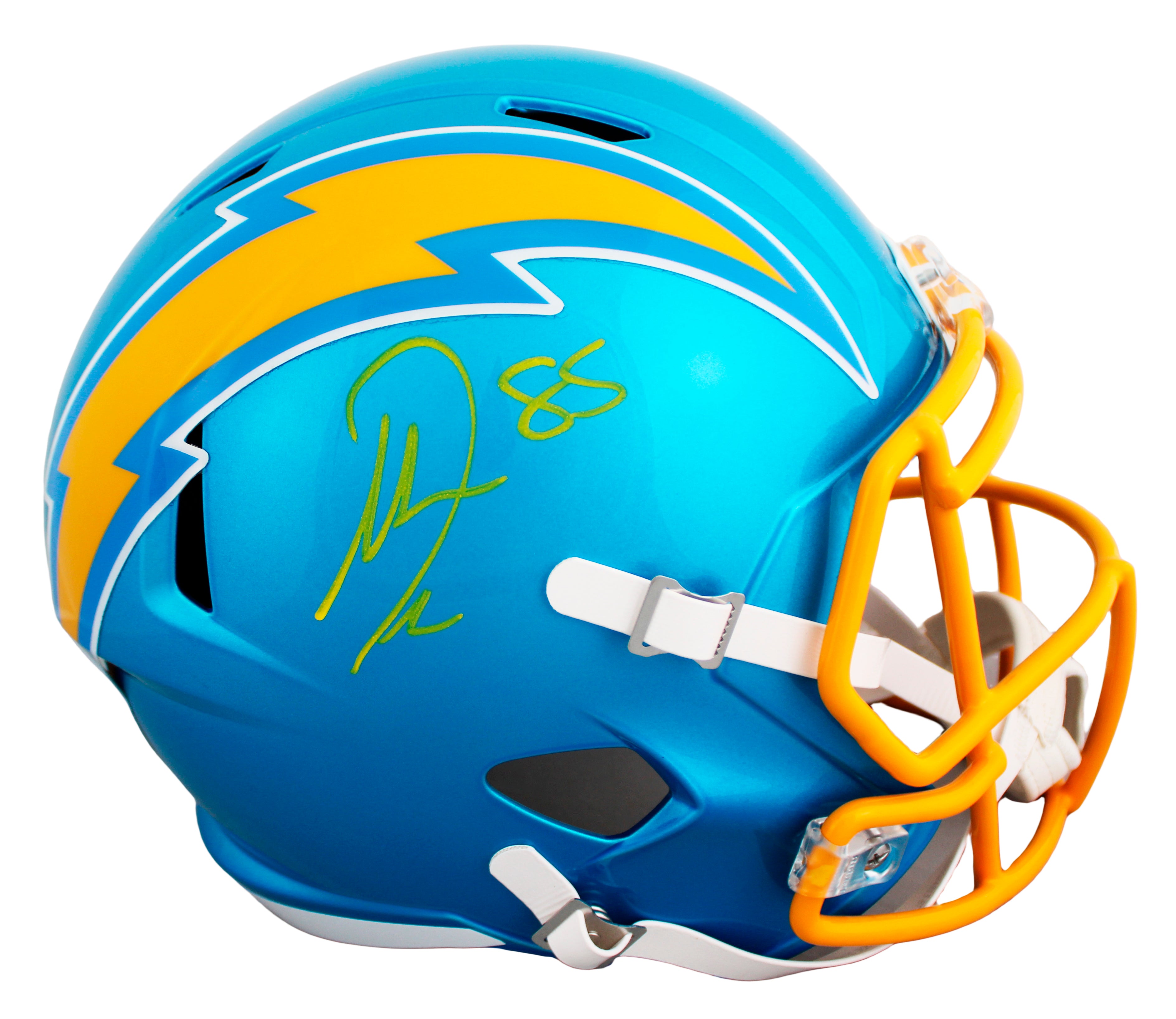 Chargers Antonio Gates Signed Flash Full Size Speed Rep Helmet BAS Witnessed