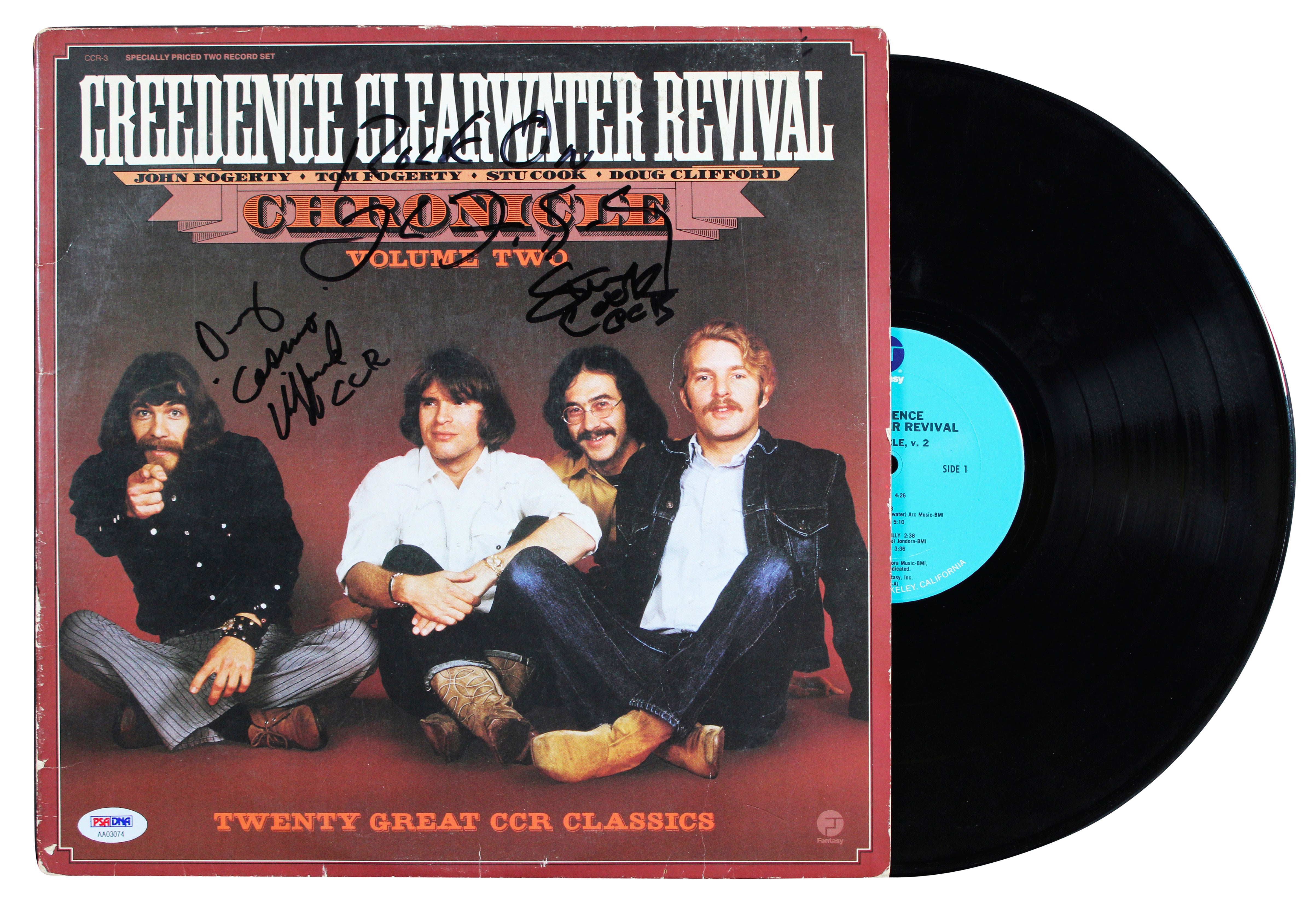 Creedence Clearwater Revival Fogerty, Cook & Clifford Signed Chronicle Album PSA