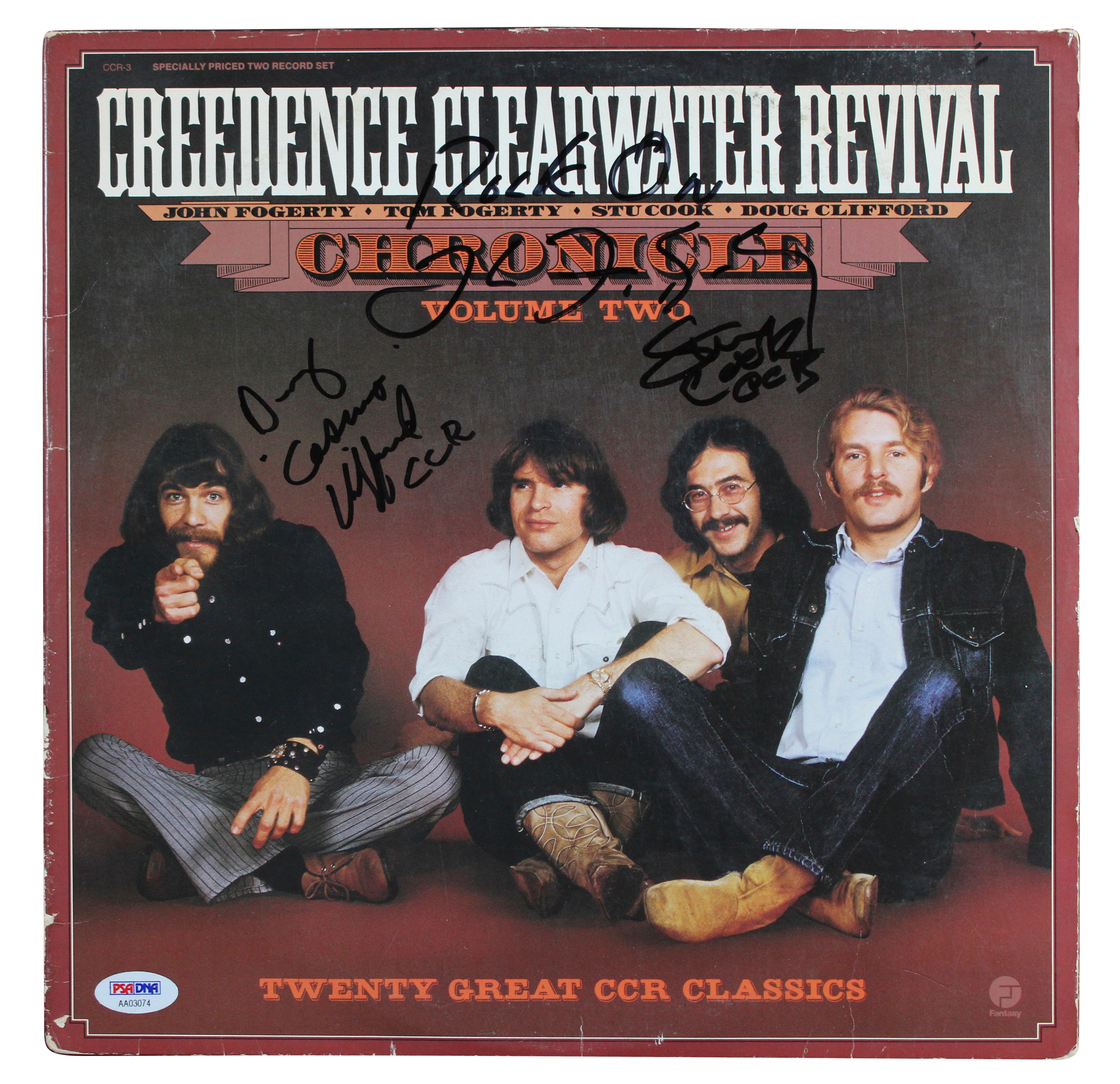Creedence Clearwater Revival Fogerty, Cook & Clifford Signed Chronicle Album PSA