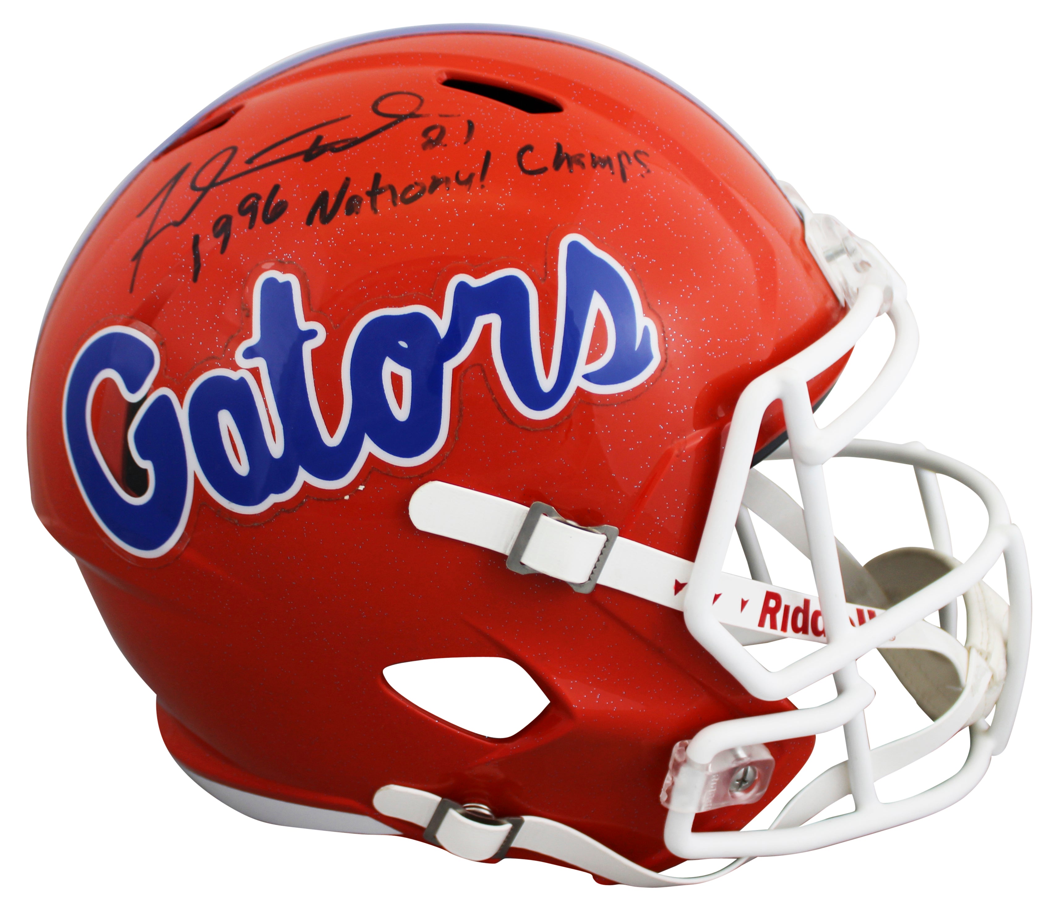 Florida Fred Taylor "96 Nat'l Champs" Signed F/S Speed Rep Helmet BAS W #W890734