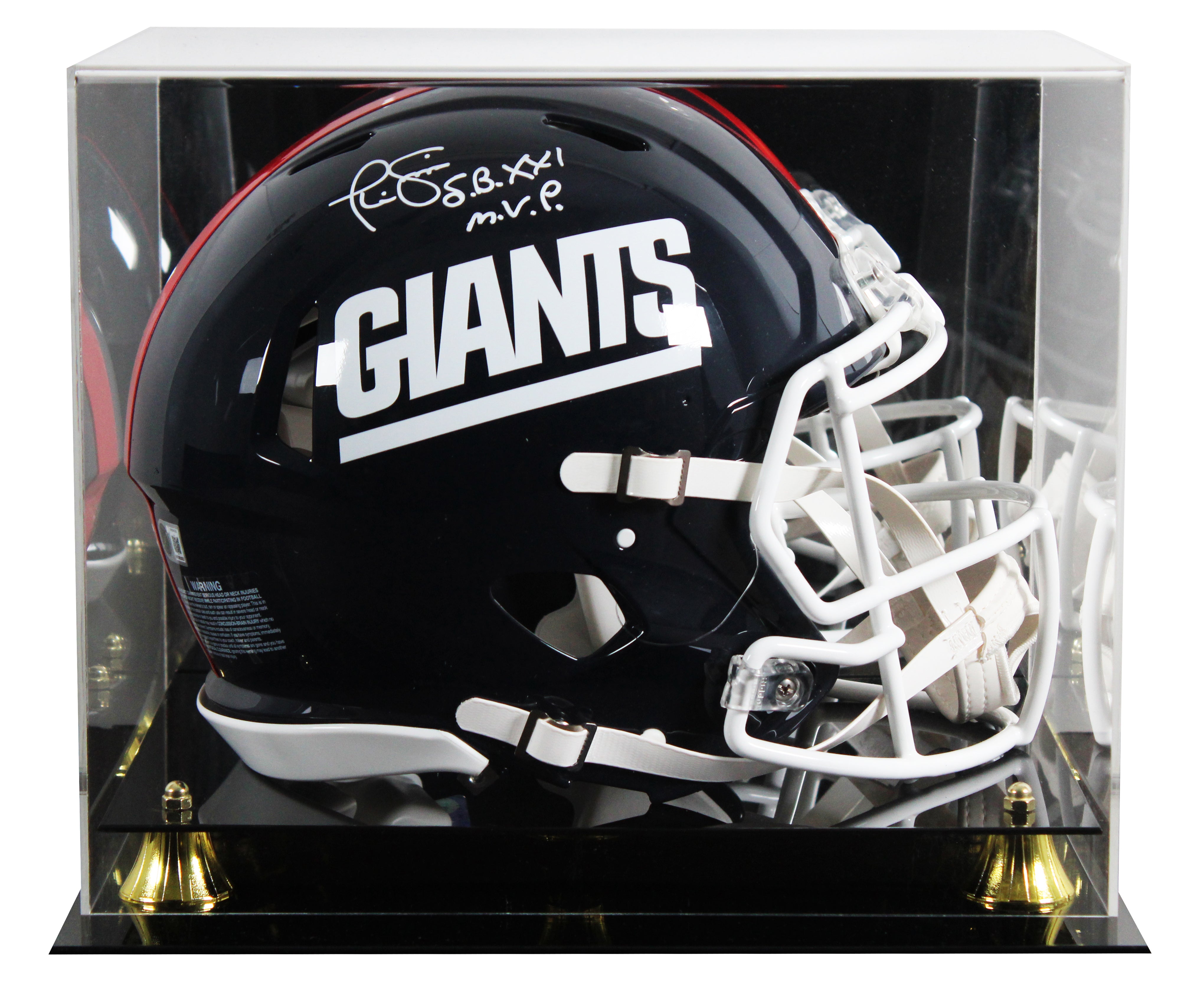 Giants Phil Simms "SB MVP" Signed 81-99 TB F/S Speed Proline Helmet W/ Case BAS