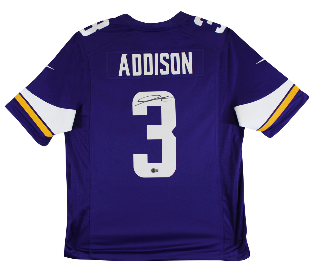 Vikings Jordan Addison Authentic Signed Purple Nike Limited Jersey BAS Witnessed