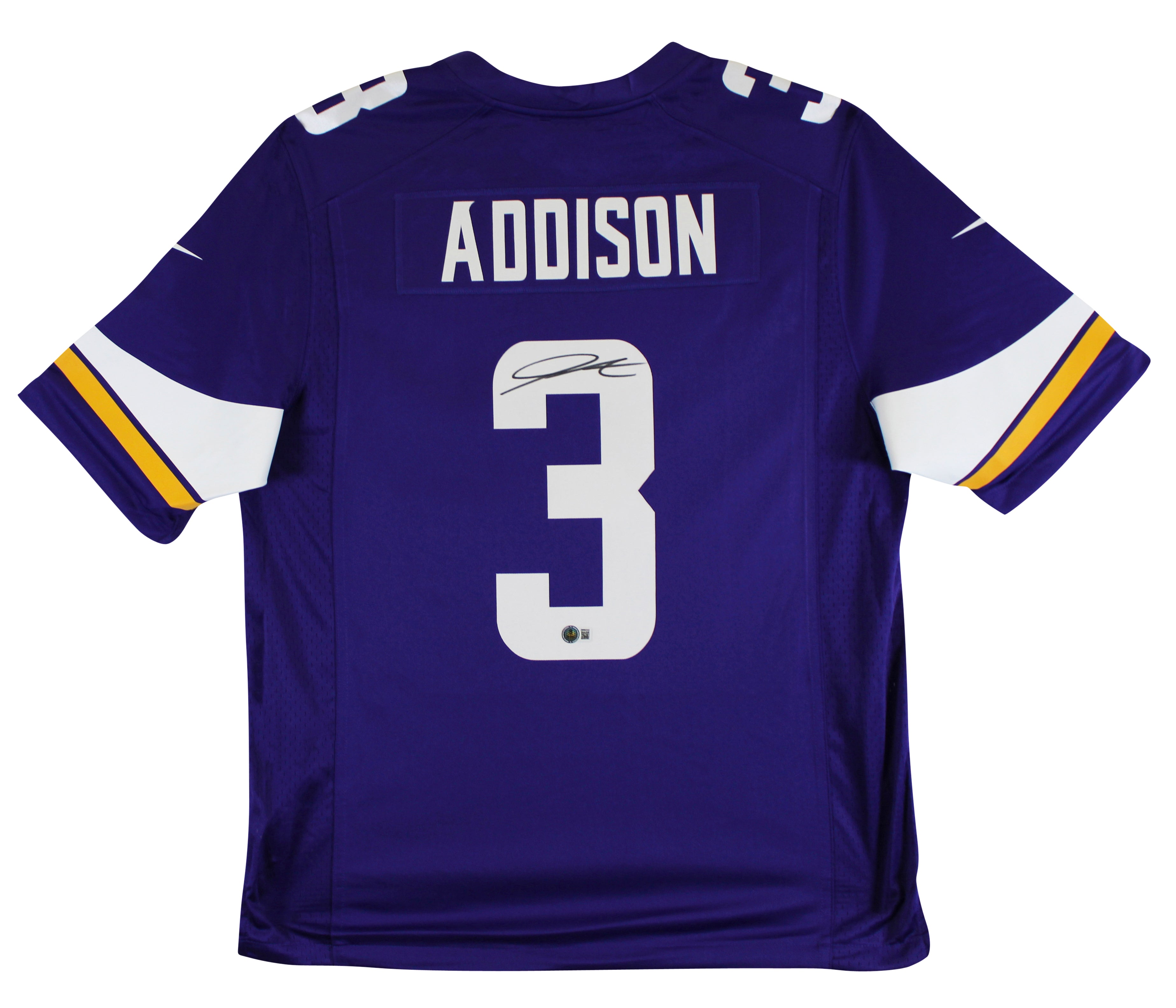 Vikings Jordan Addison Authentic Signed Purple Nike Limited Jersey BAS Witnessed