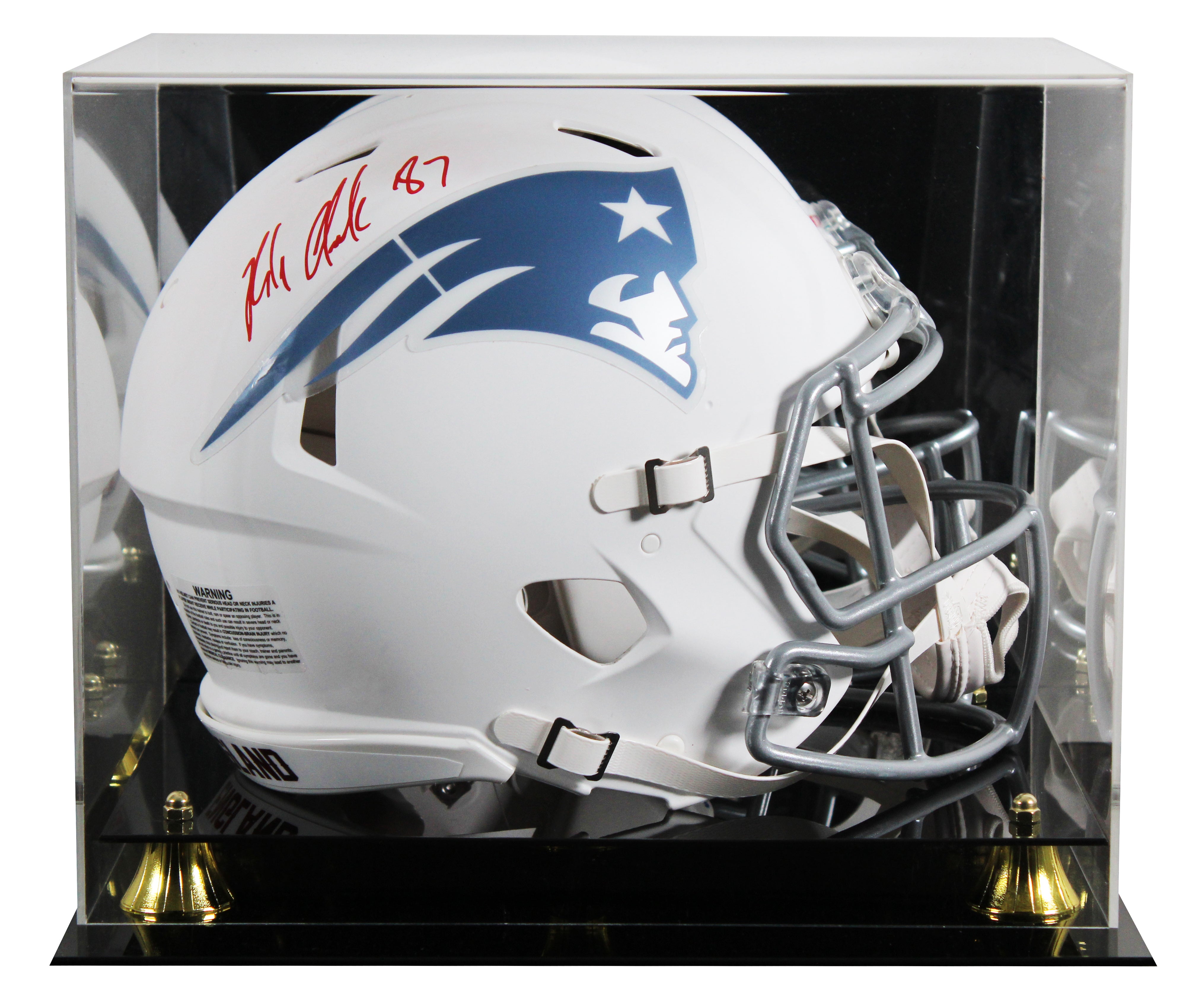 Patriots Rob Gronkowski Signed Rivalries F/S Speed Proline Helmet W/ Case BAS W