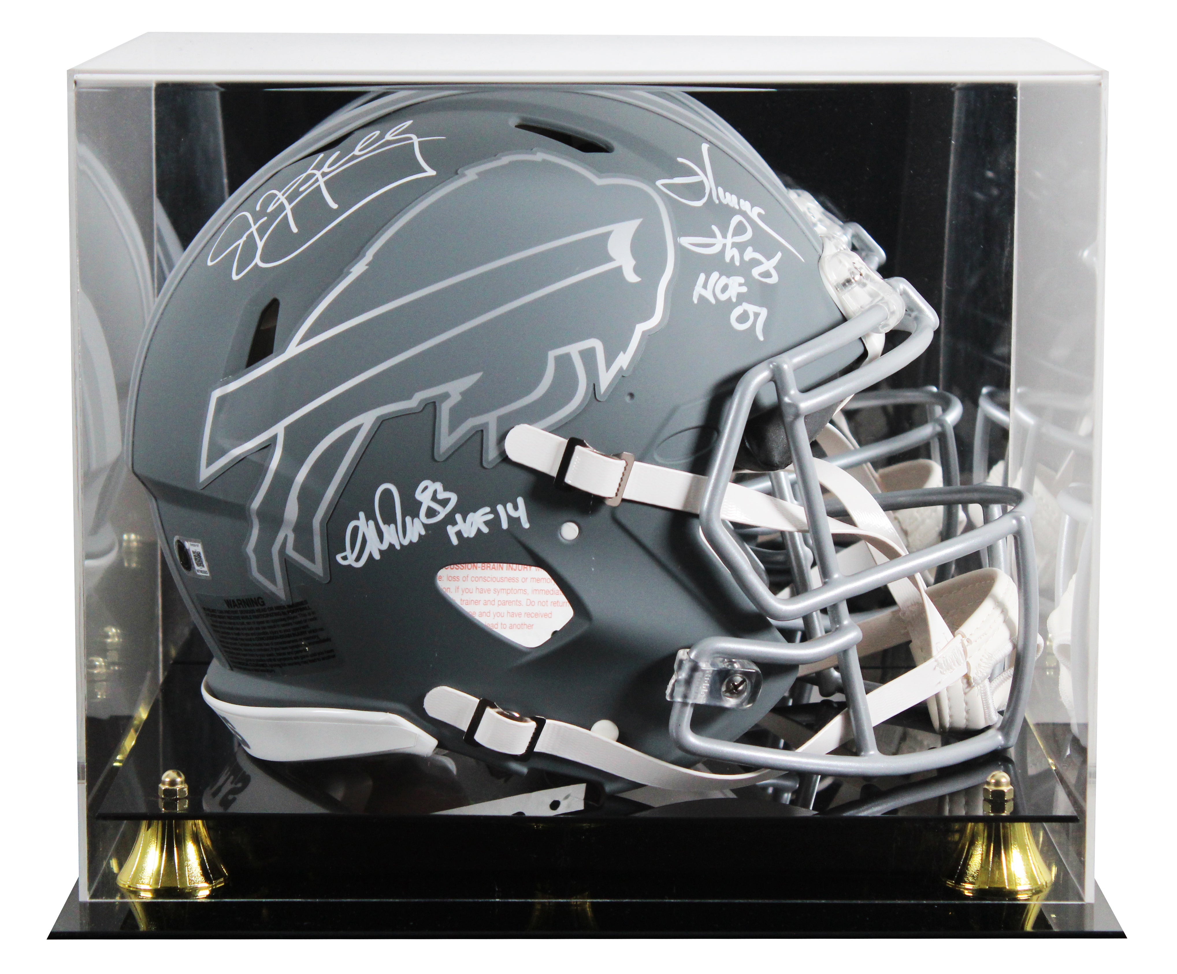 Bills (3) Reed, Kelly & Thomas Signed Slate F/S Speed Proline Helmet W/ Case BAS