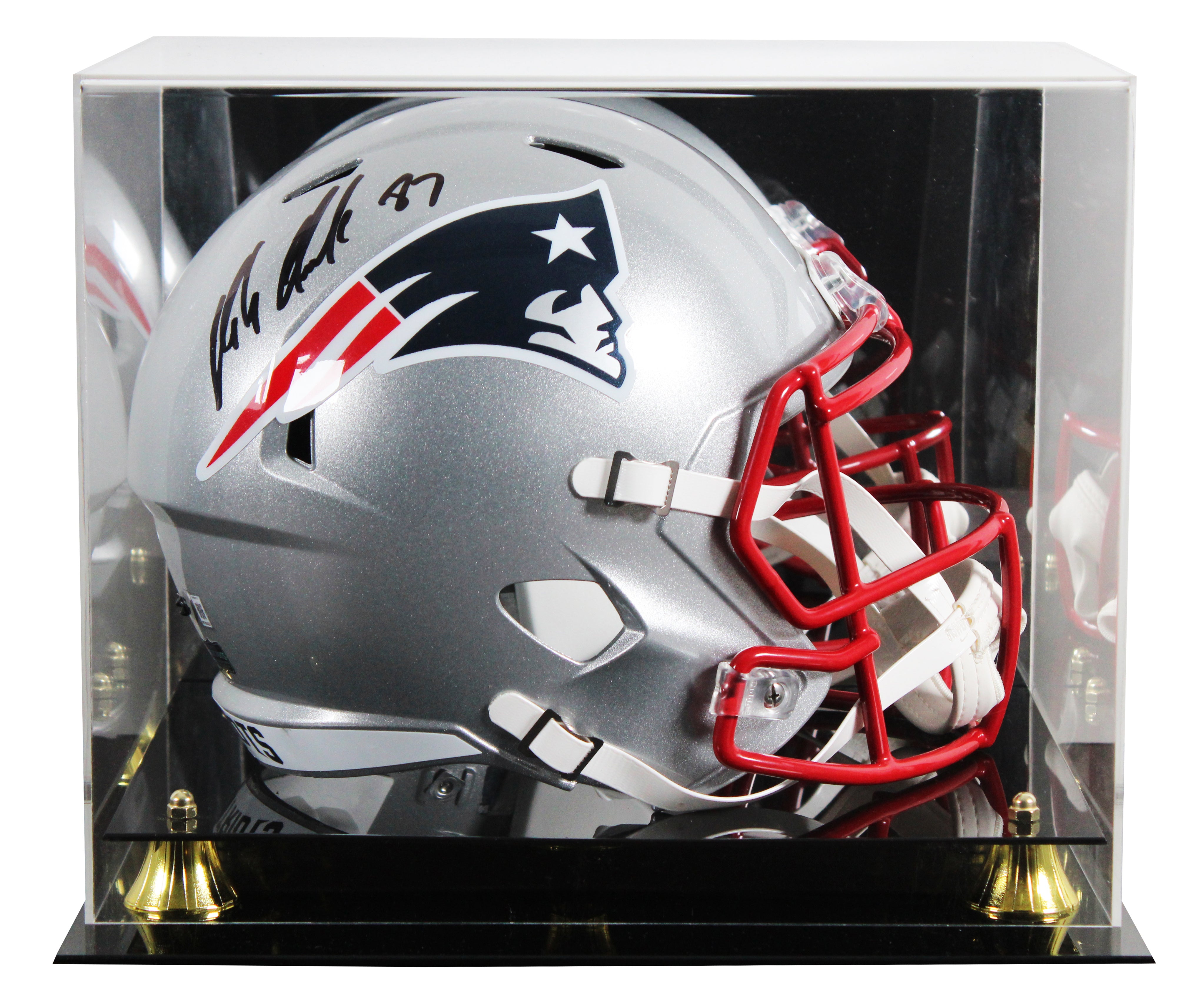 Patriots Rob Gronkowski Signed Full Size Speed Rep Helmet W/ Case BAS Witnessed