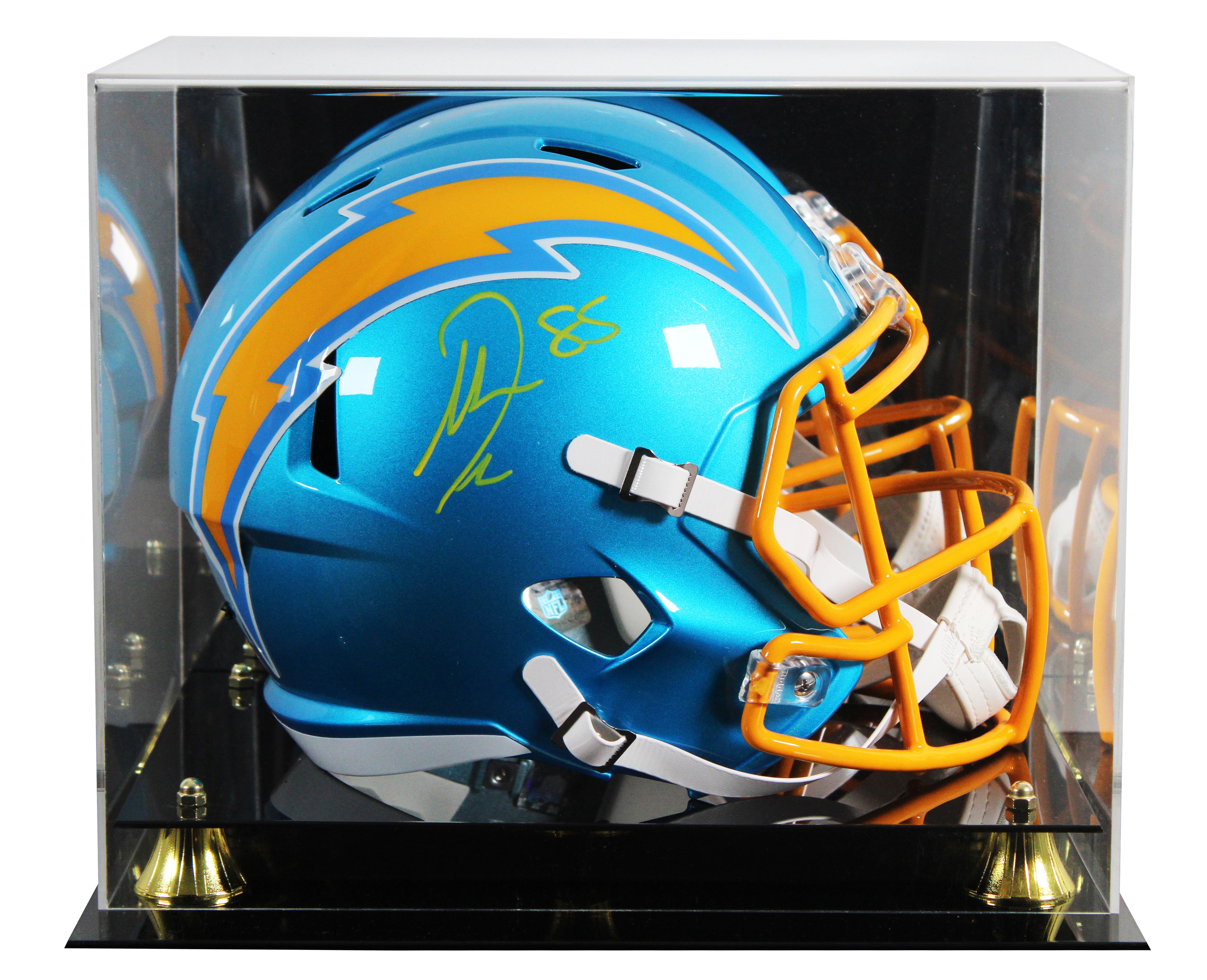 Chargers Antonio Gates Signed Flash Full Size Speed Rep Helmet W/ Case BAS Wit