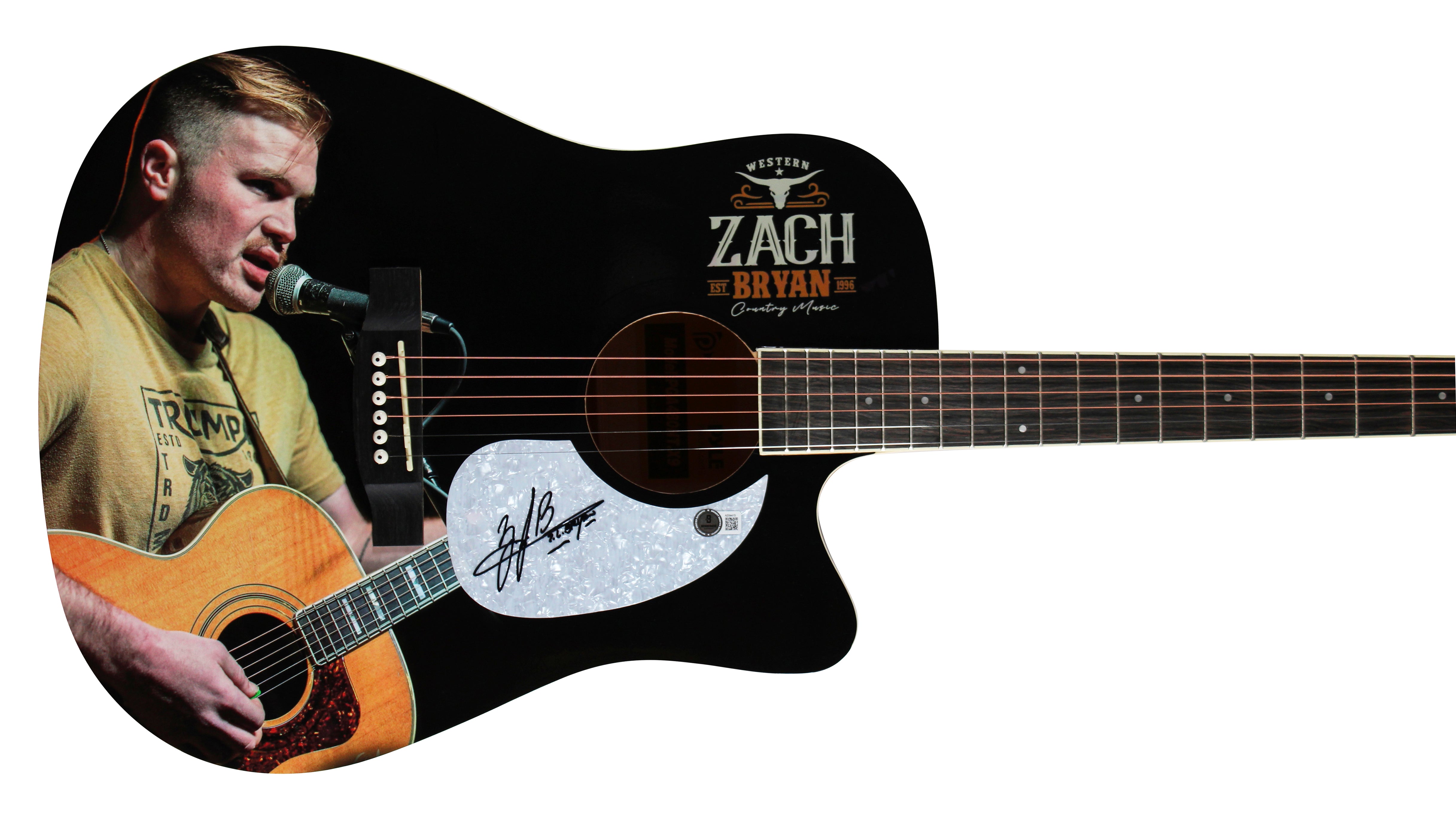 Zach Bryan Authentic Signed Custom Acoustic Guitar Autographed BAS LOA #AE64415