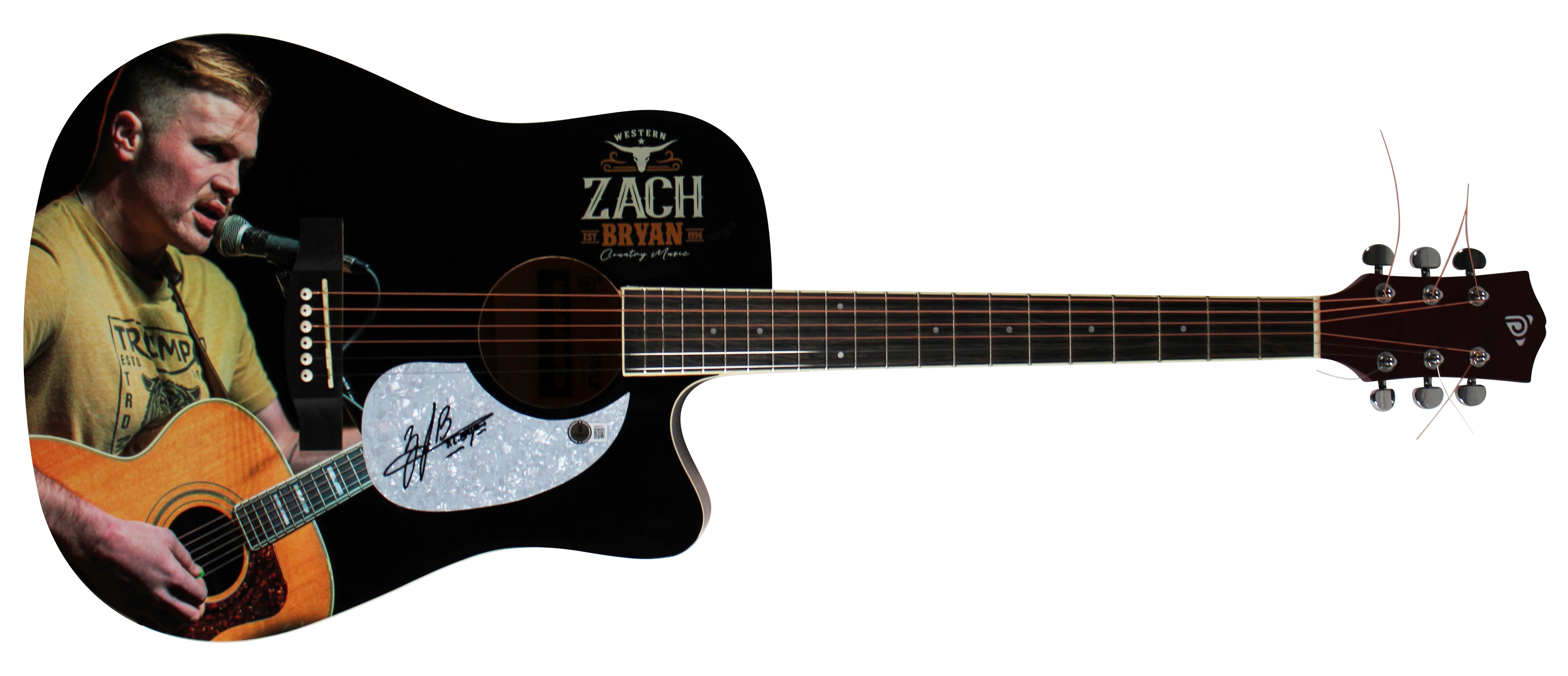 Zach Bryan Authentic Signed Custom Acoustic Guitar Autographed BAS LOA #AE64415