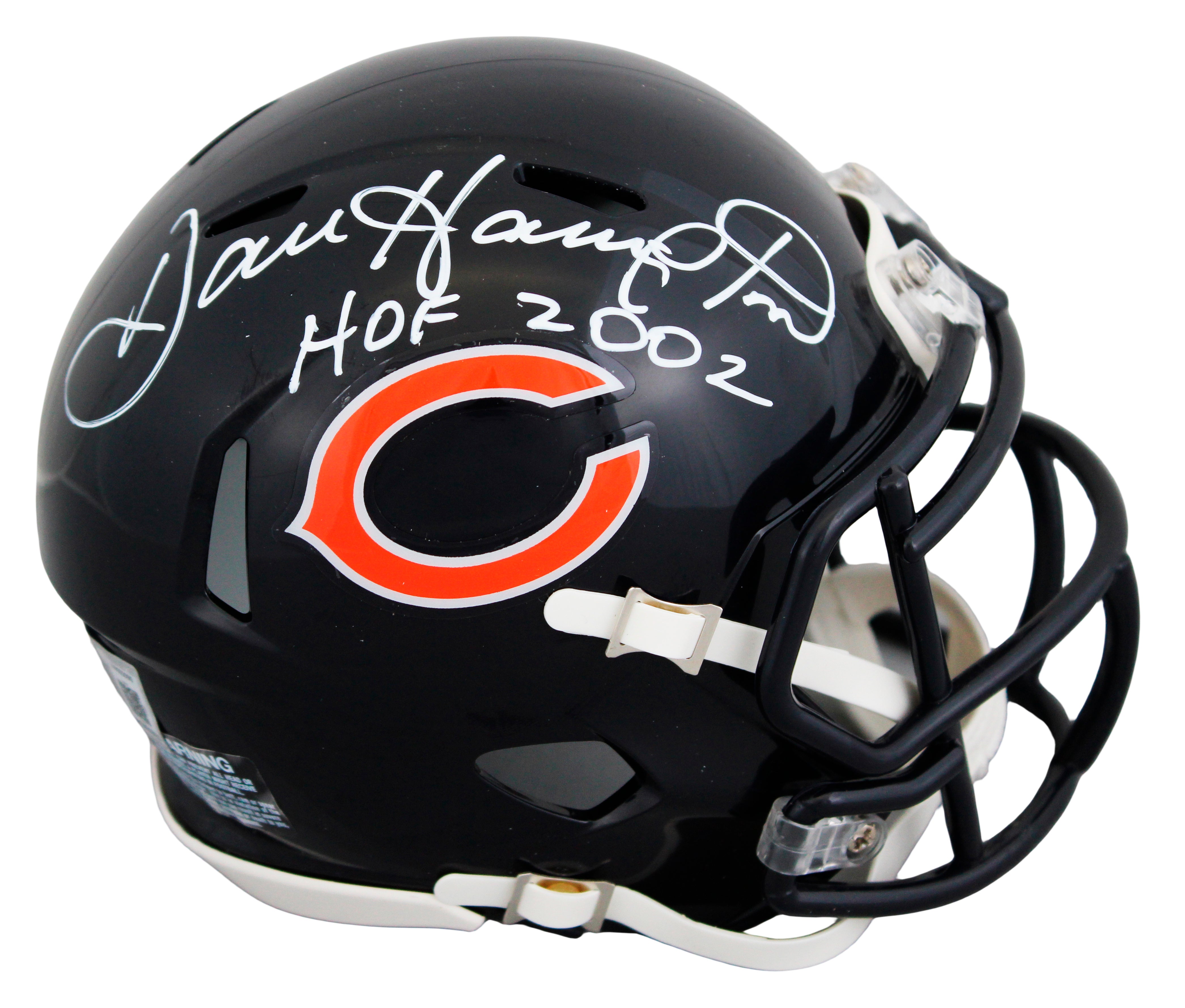 Bears Dan Hampton "HOF 02" Signed Speed Mini Helmet W/ Case BAS Witnessed