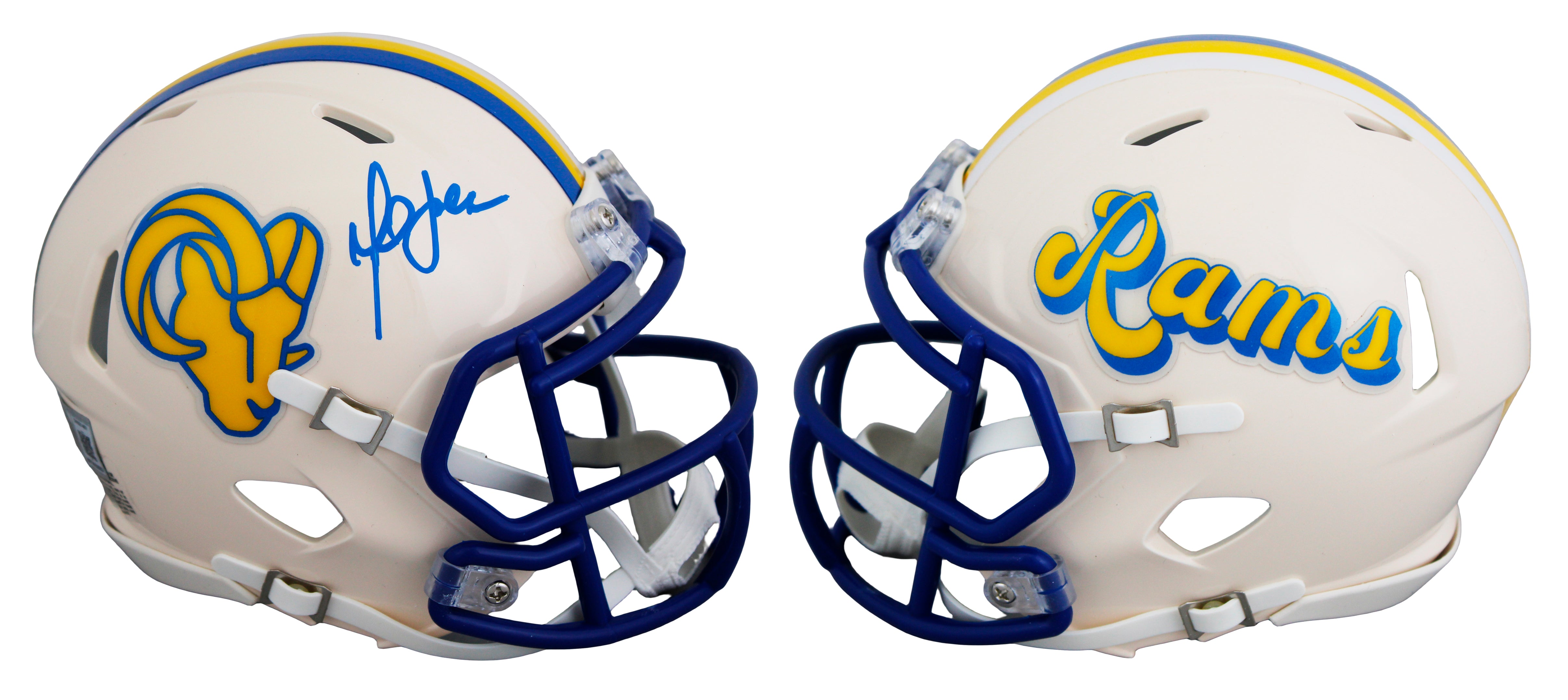 Rams Marshall Faulk Authentic Signed Retro Speed Mini Helmet W/ Case BAS Witness