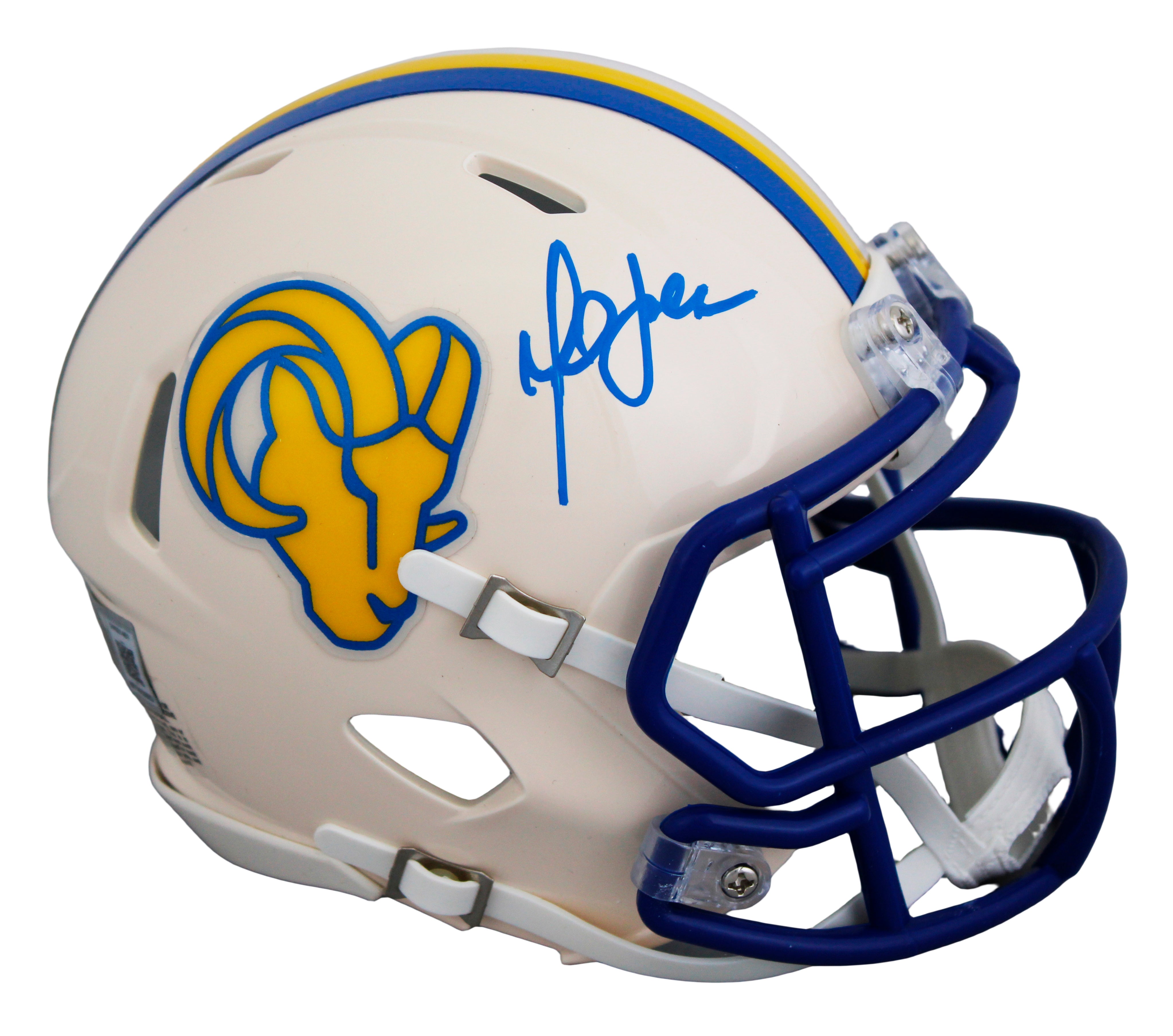 Rams Marshall Faulk Authentic Signed Retro Speed Mini Helmet BAS Witnessed