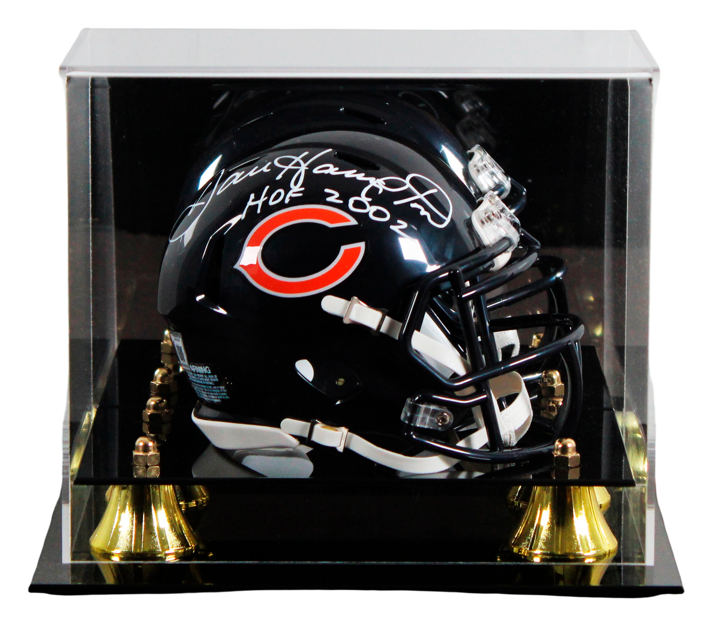 Bears Dan Hampton "HOF 02" Signed Speed Mini Helmet W/ Case BAS Witnessed