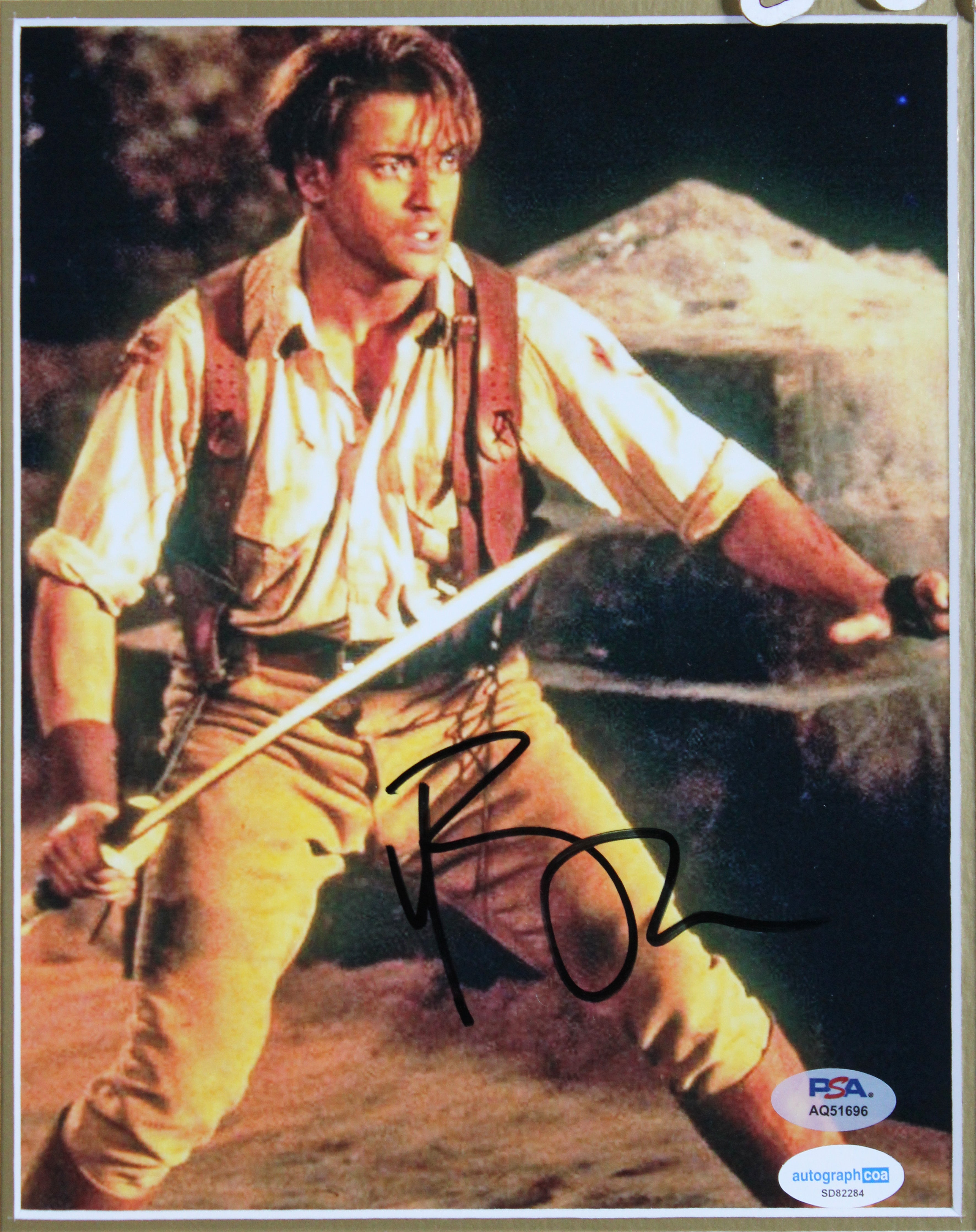 Brendan Frasier & Arnold Vosloo The Mummy Authentic Signed 8x10 Framed Photo PSA