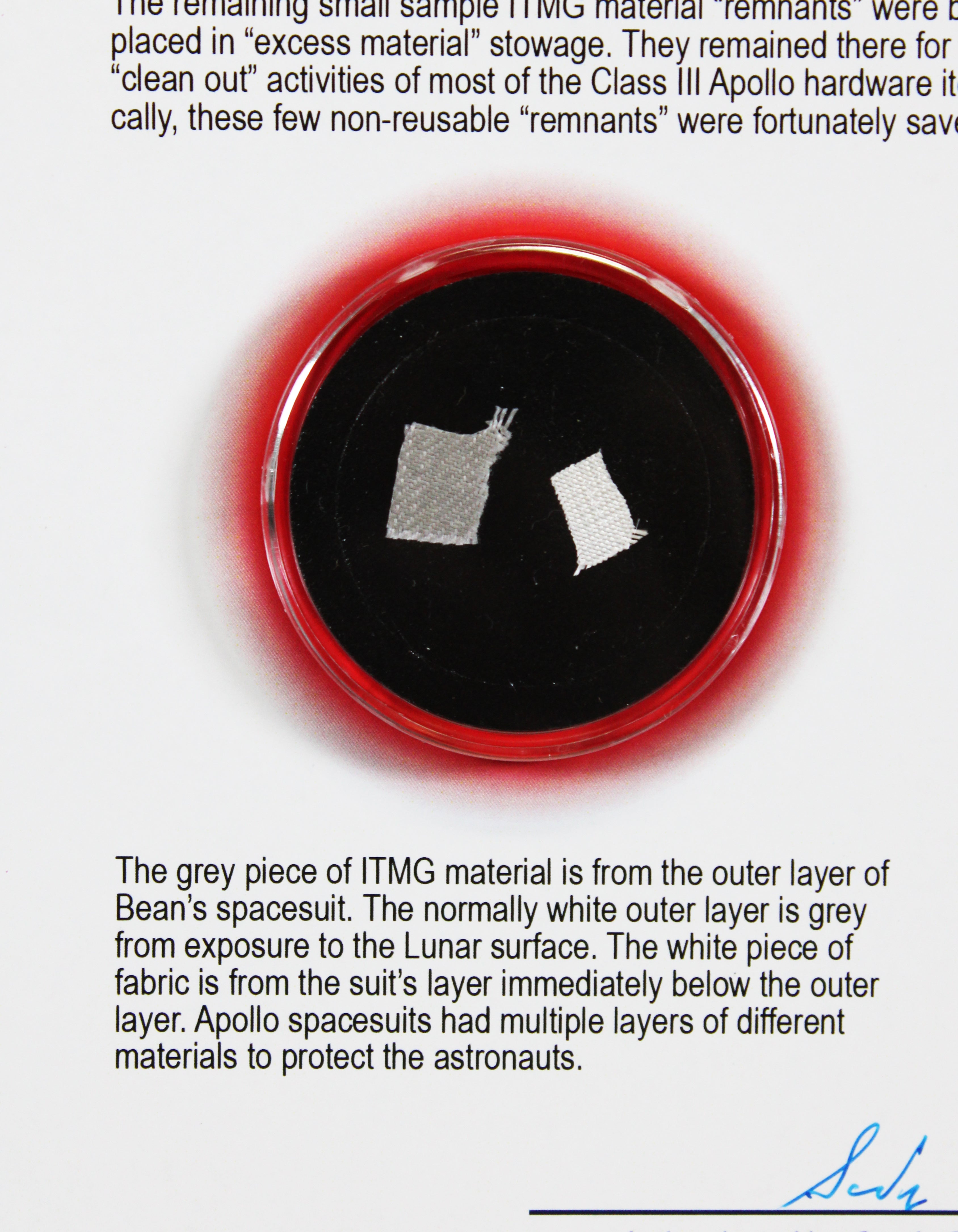 Alan Bean Flown 1969 Apollo 12 Outer & Secondary Layer Space Suit Remnants