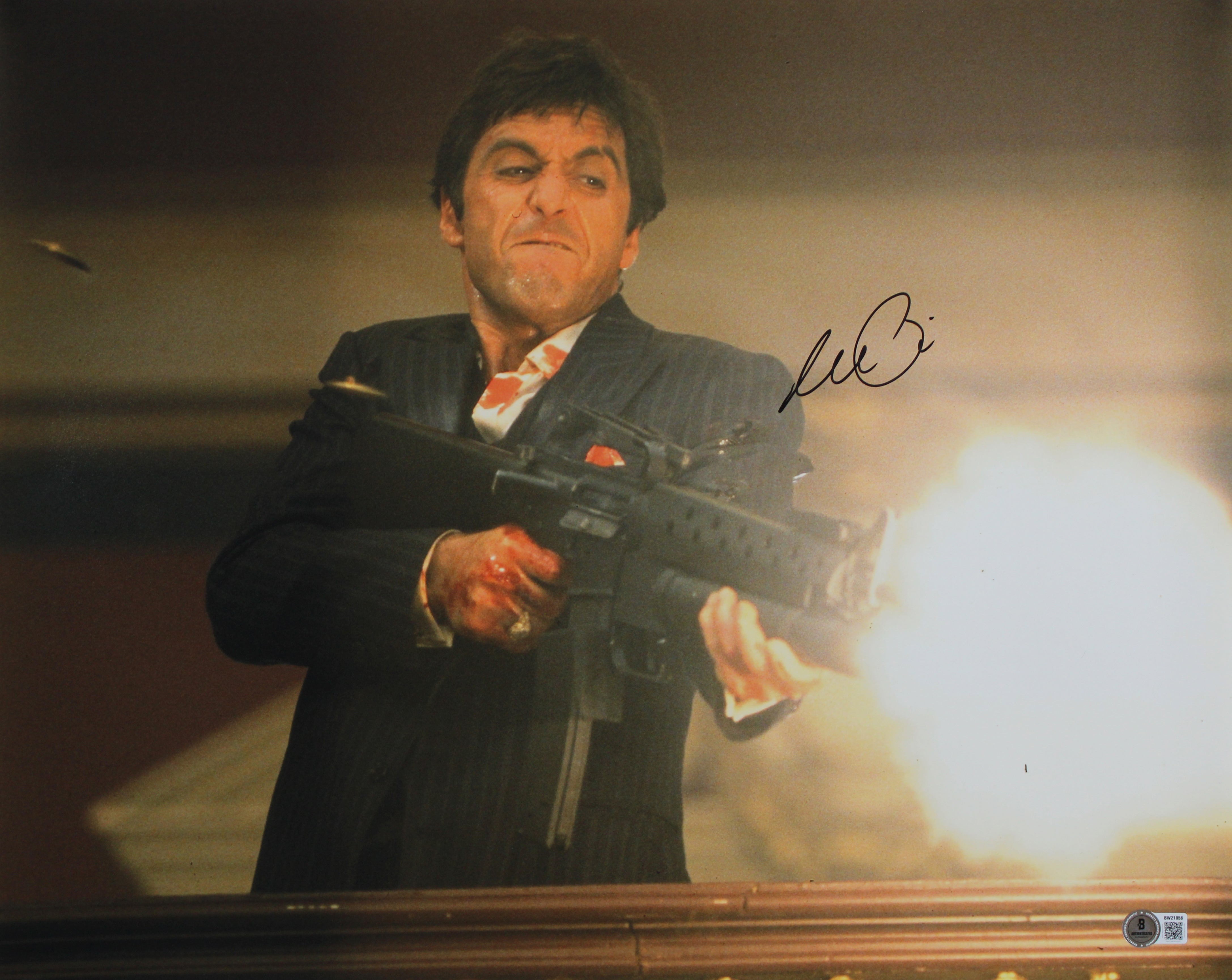 Al Pacino Scarface Authentic Signed 16x20 Horizontal Shooting Photo BAS 4