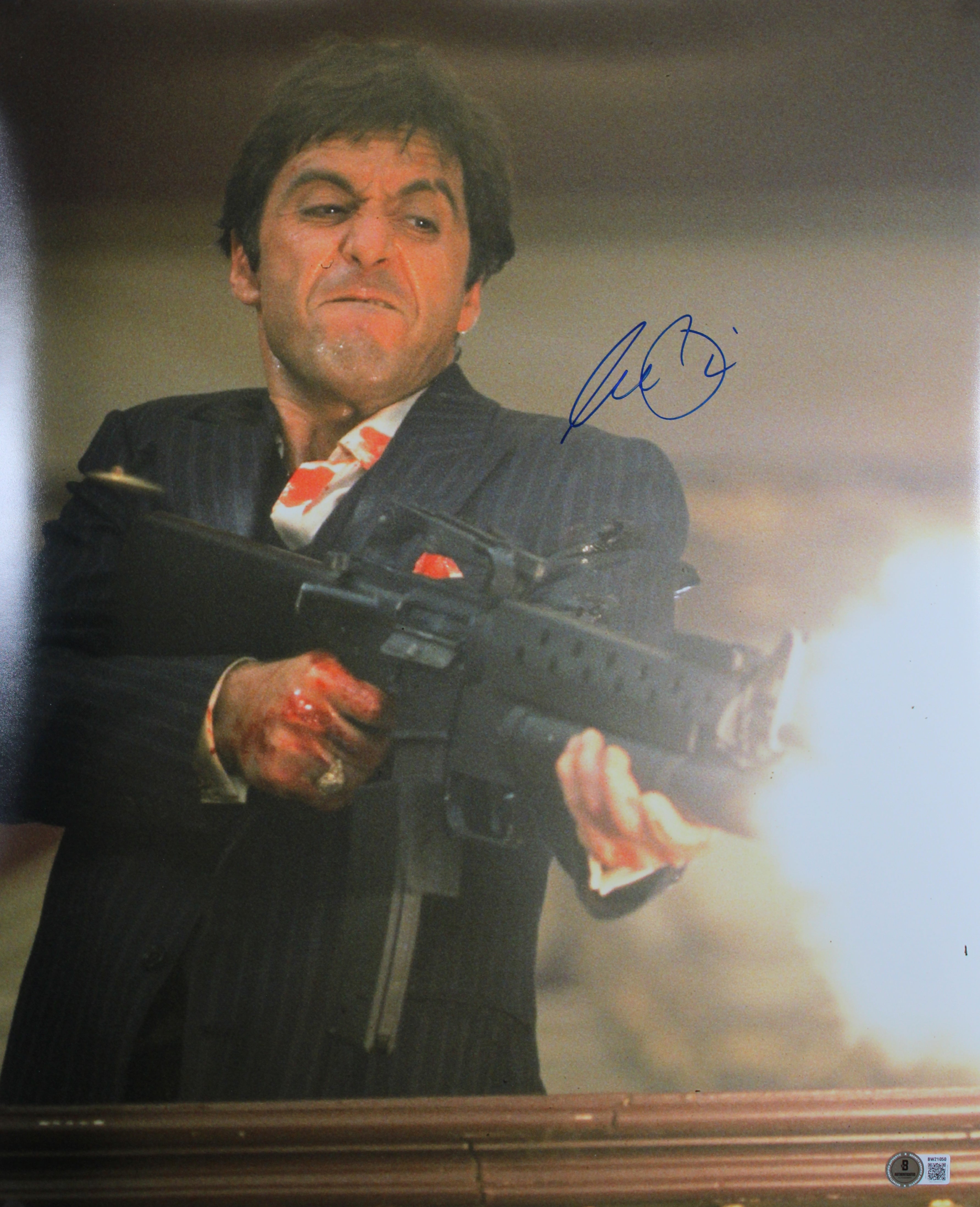 Al Pacino Scarface Authentic Signed 16x20 Vertical Shooting Photo BAS 1