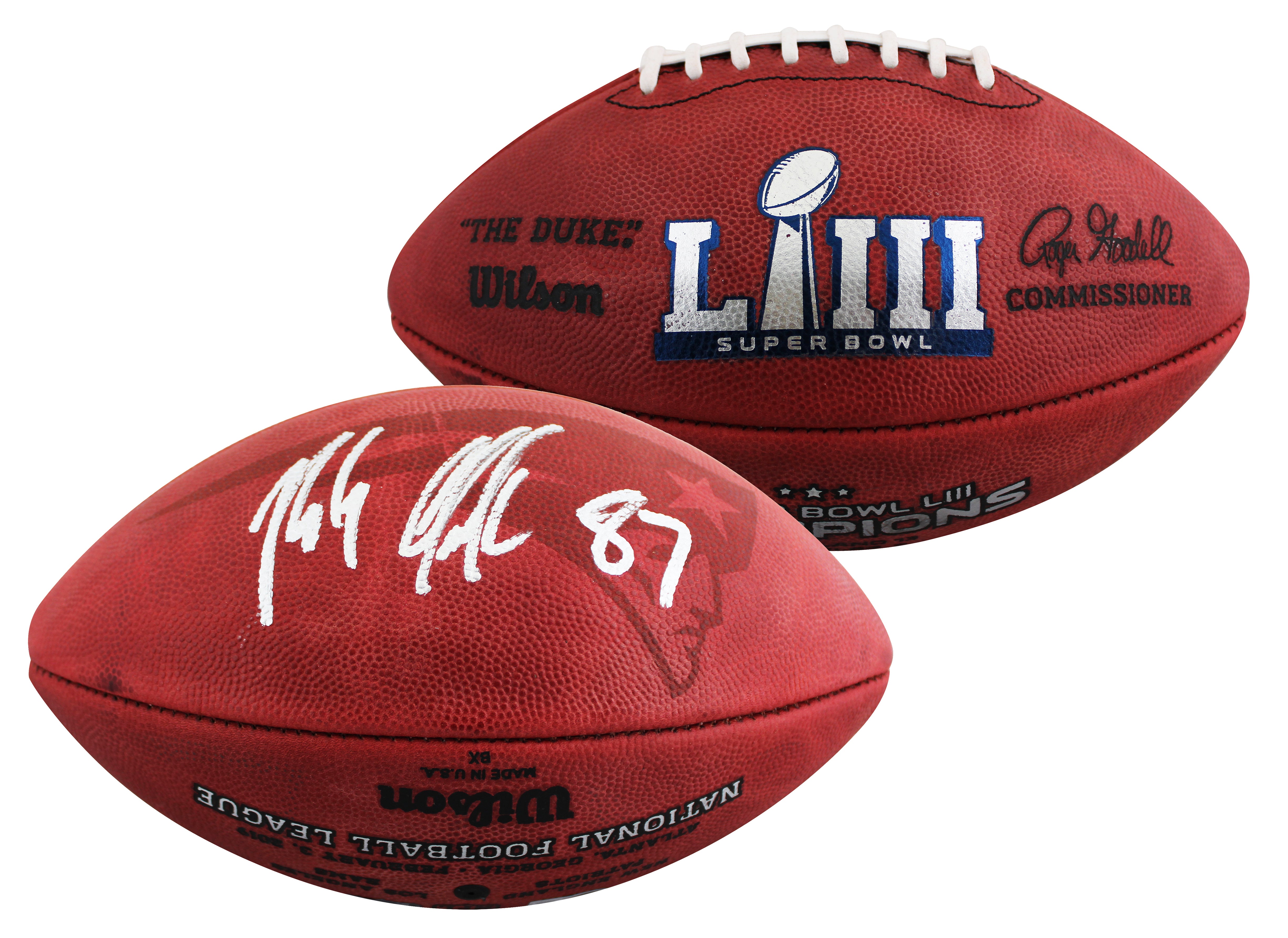Patriots Rob Gronkowski Signed SB LIII Logo Wilson "Duke" Football BAS Witnessed