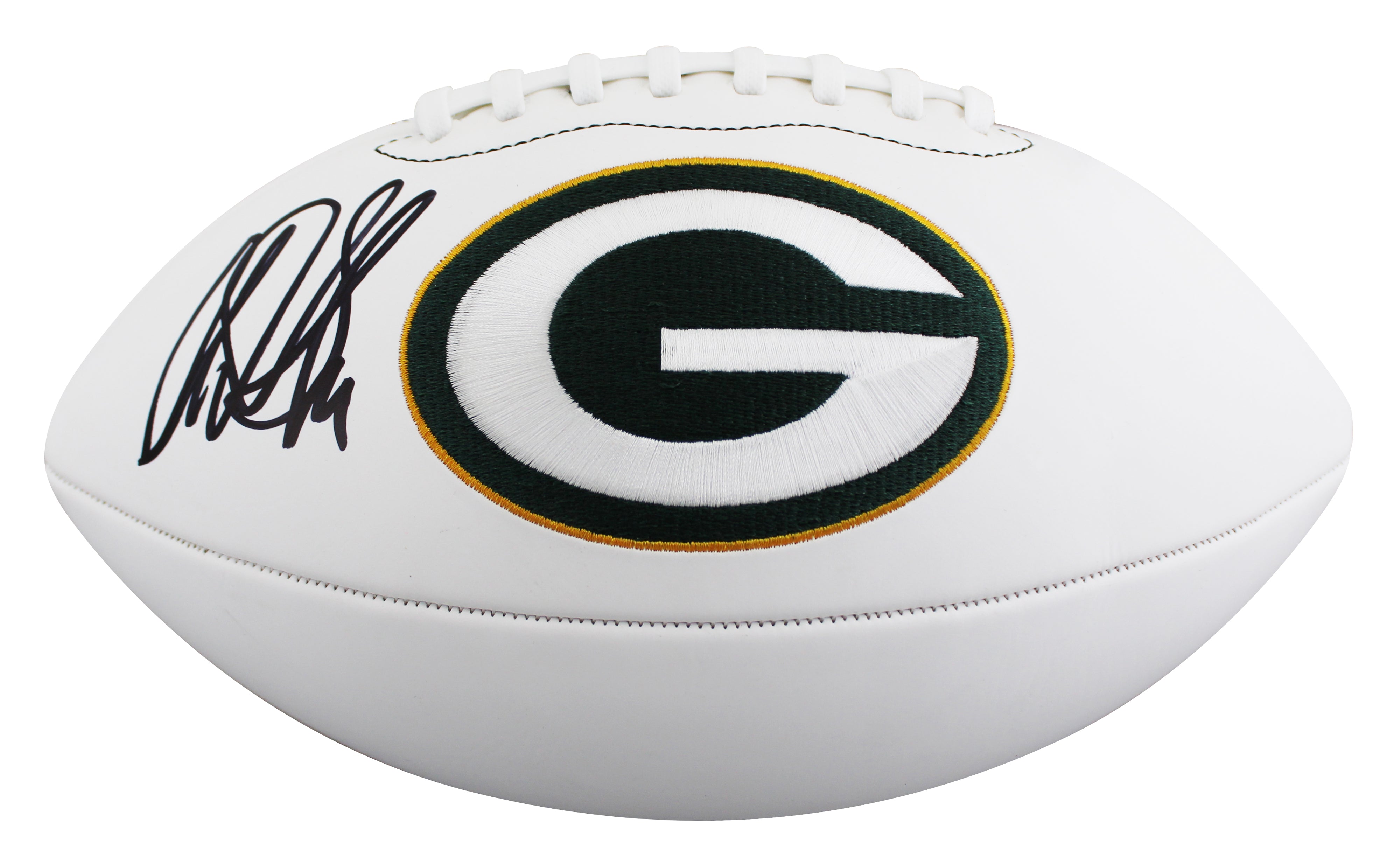 Packers Sterling Sharpe Signed Wilson White Panel Logo Football BAS Witnessed