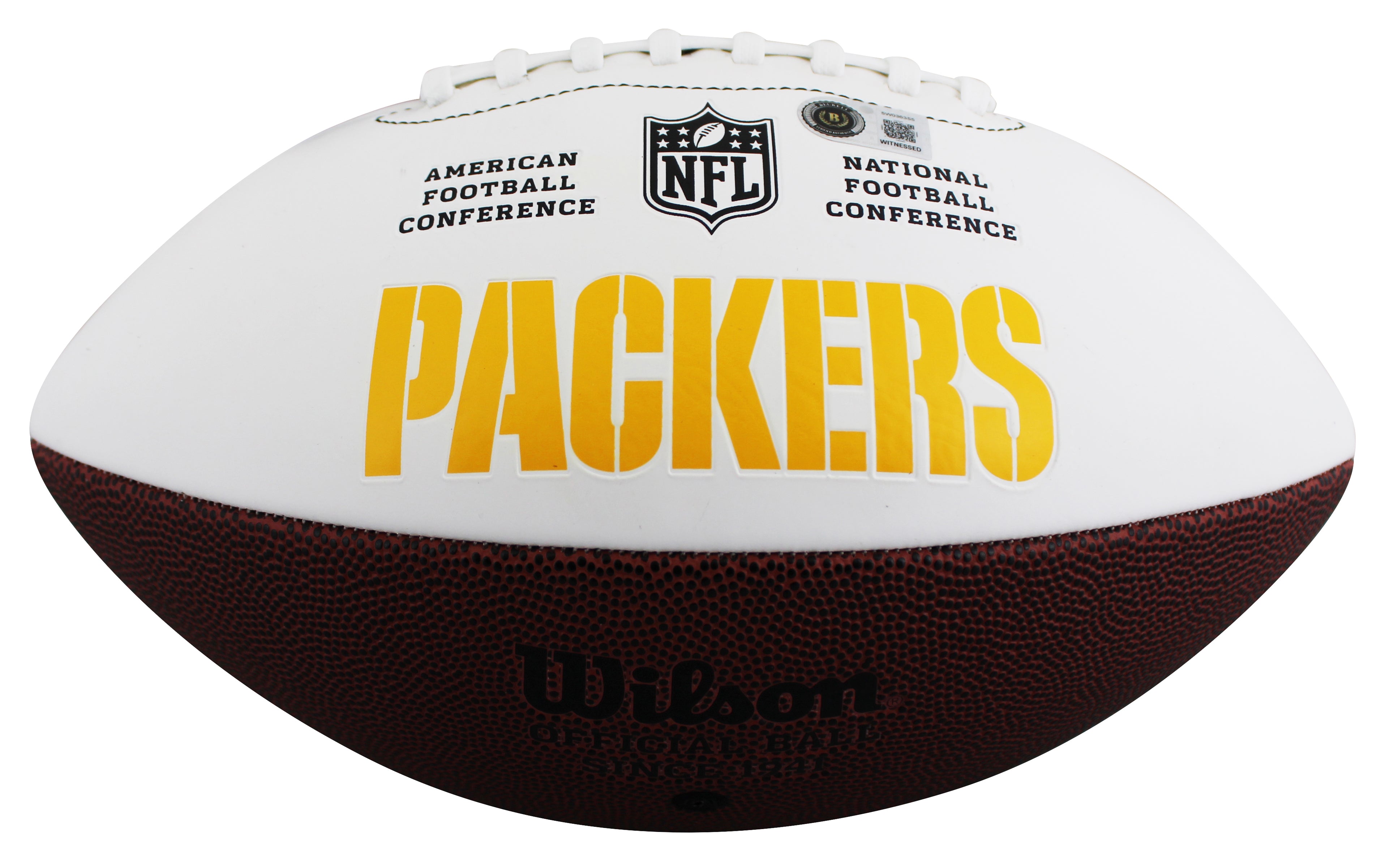 Packers Sterling Sharpe Signed Wilson White Panel Logo Football W/ Case BAS Wit