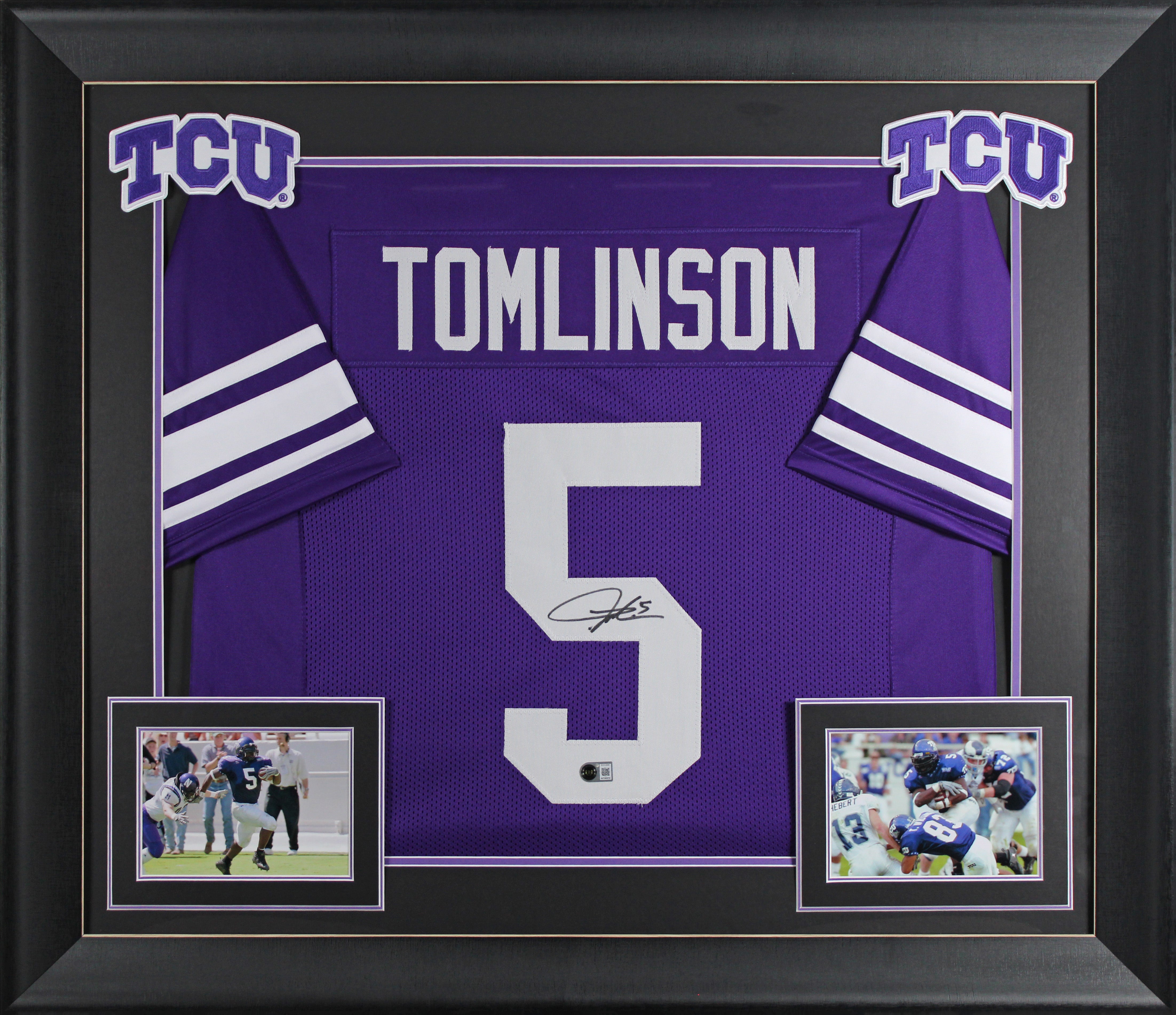 TCU LaDanian Tomlinson Authentic Signed Purple Pro Style Framed Jersey BAS