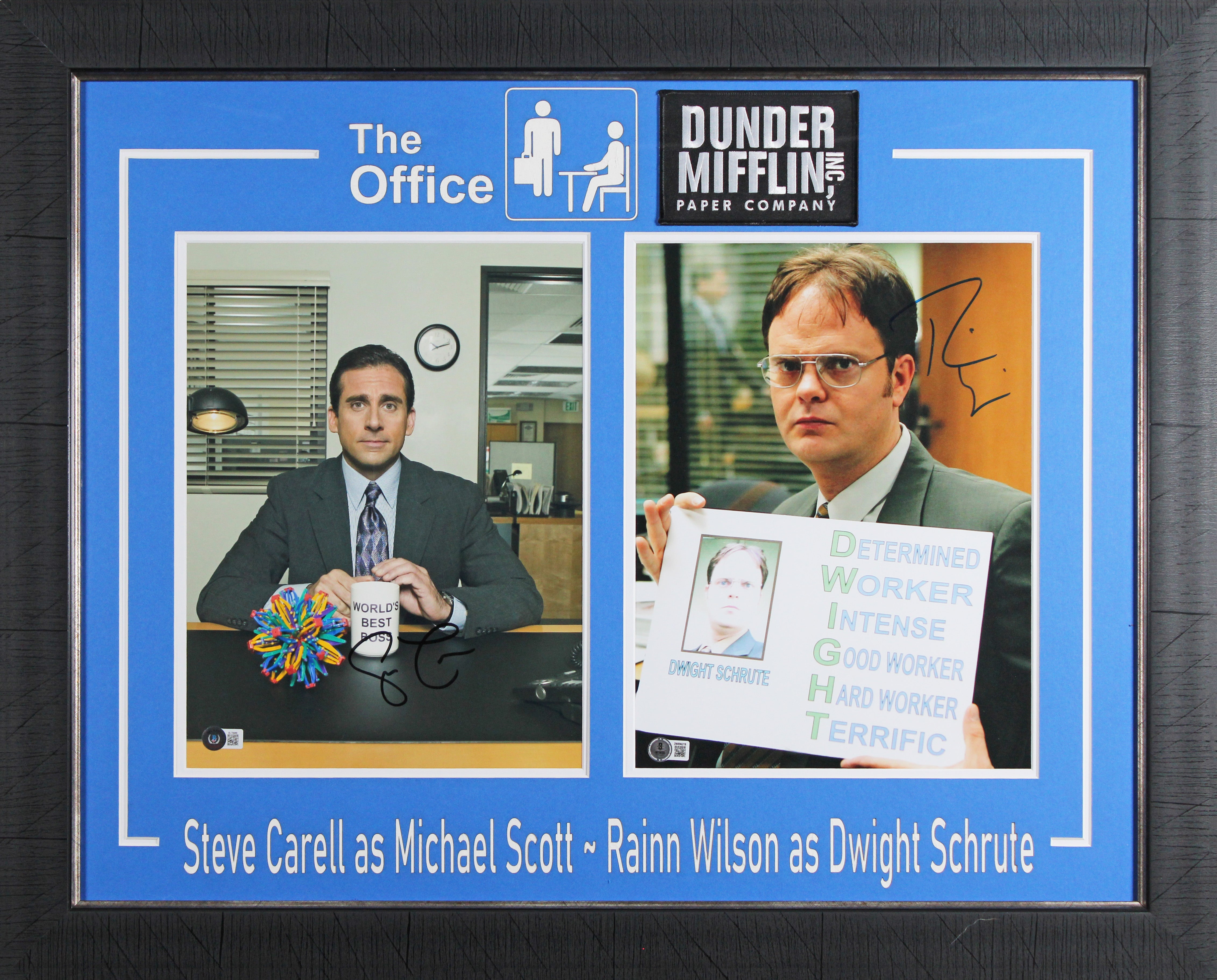 Steve Carell & Rainn Wilson The Office Authentic Signed 11x14 Framed Photo BAS