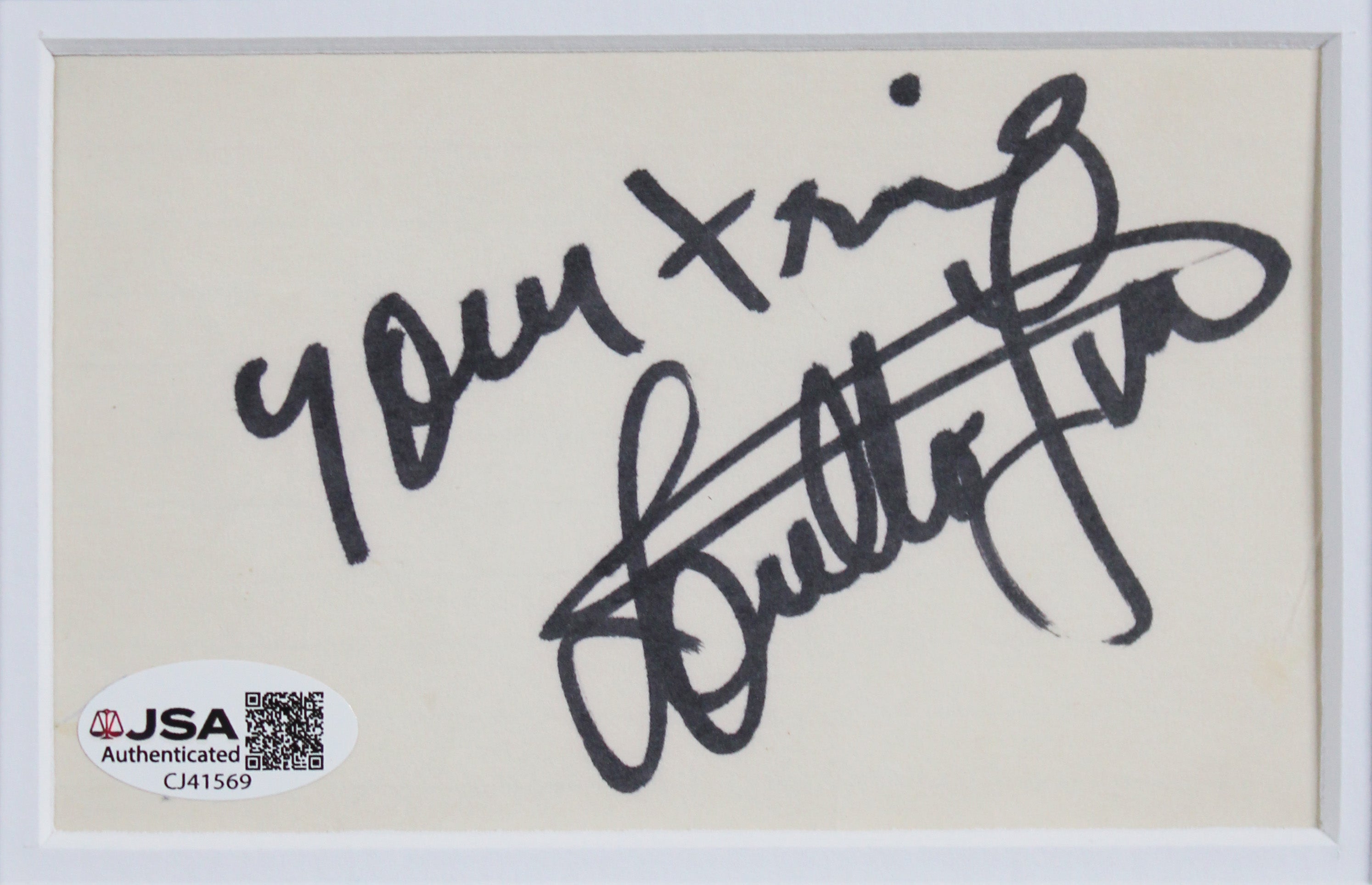 Loretta Lynn Authentic Signed & Framed 3x5 Index Card Autographed JSA #CJ41569