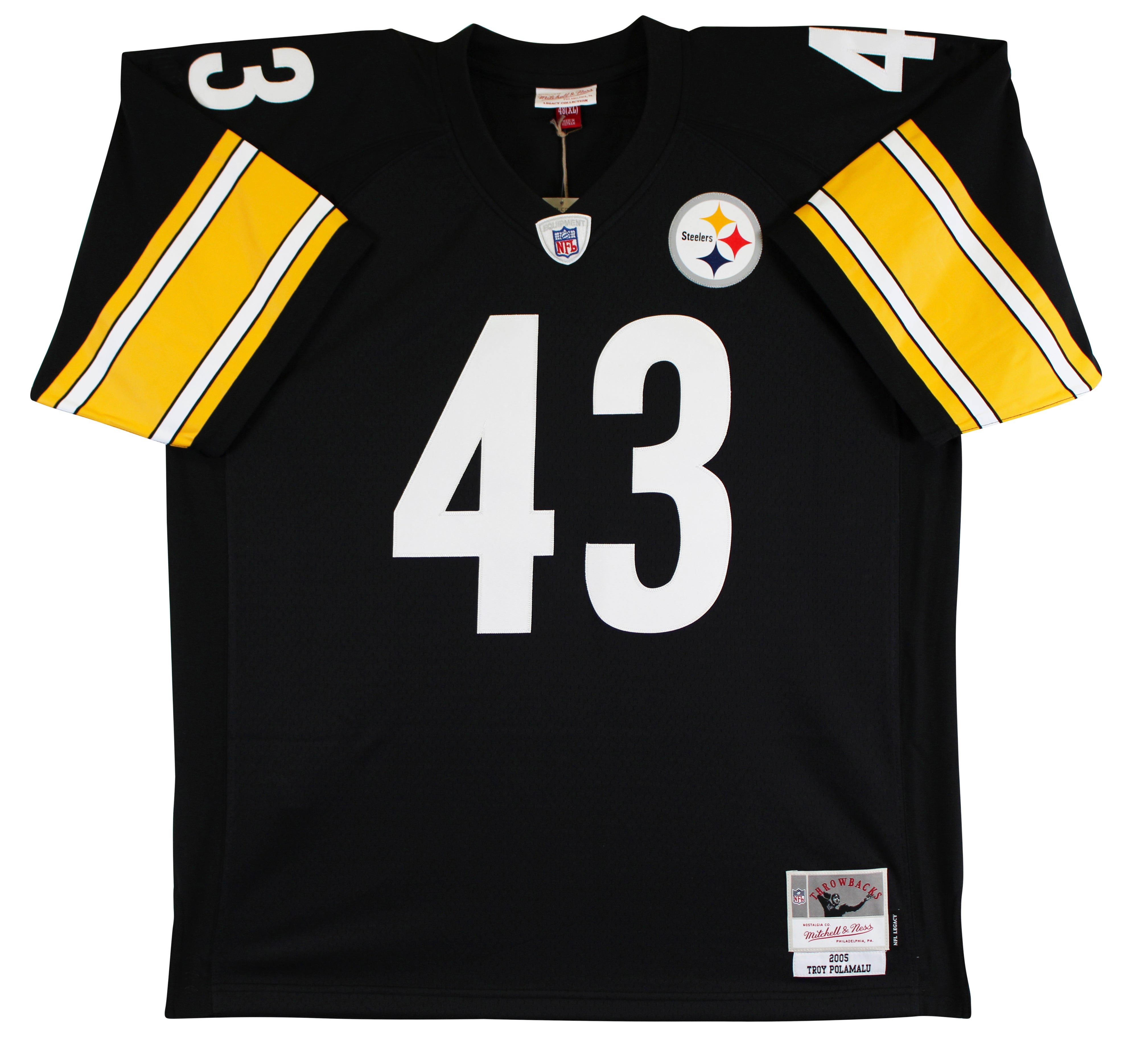 Steelers Troy Polamalu Authentic Signed Black Mitchell & Ness Jersey BAS Witness