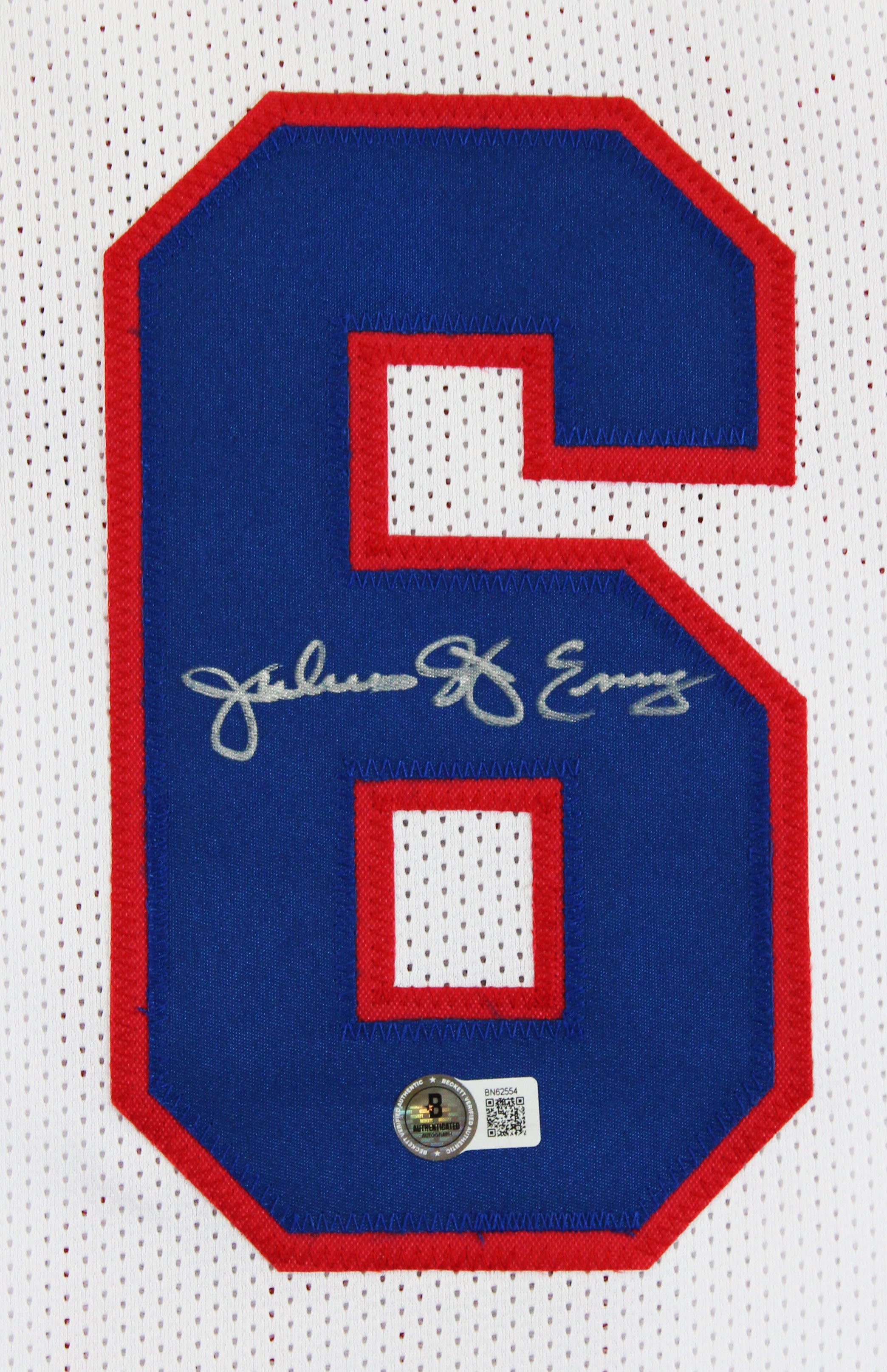 Julius "Dr. J" Erving Authentic Signed White Pro Style Framed Jersey BAS 3